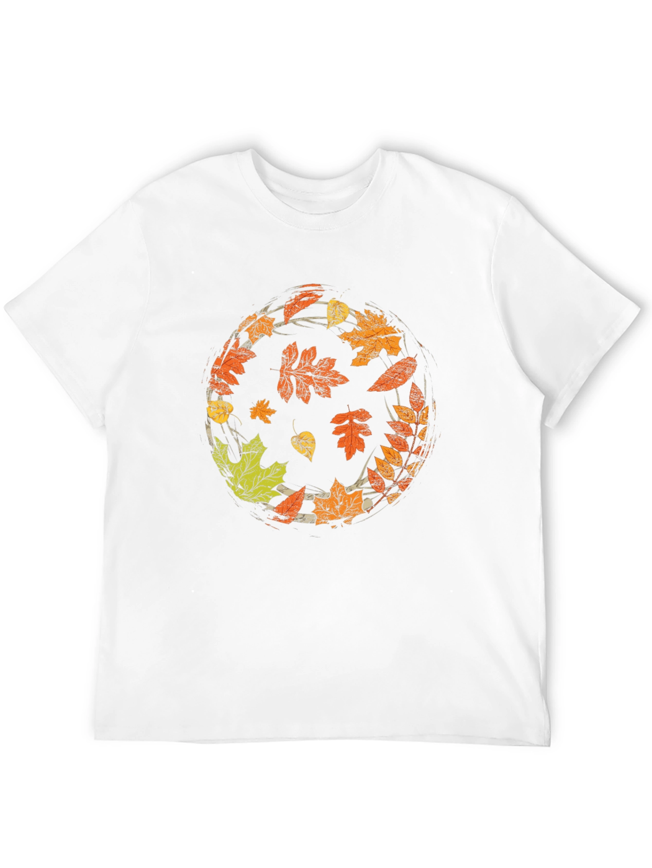 Autumn Leaves Circle Graphic Black T-Shirt