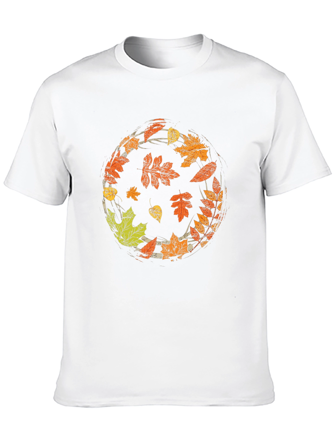 Autumn Leaves Circle Graphic Black T-Shirt