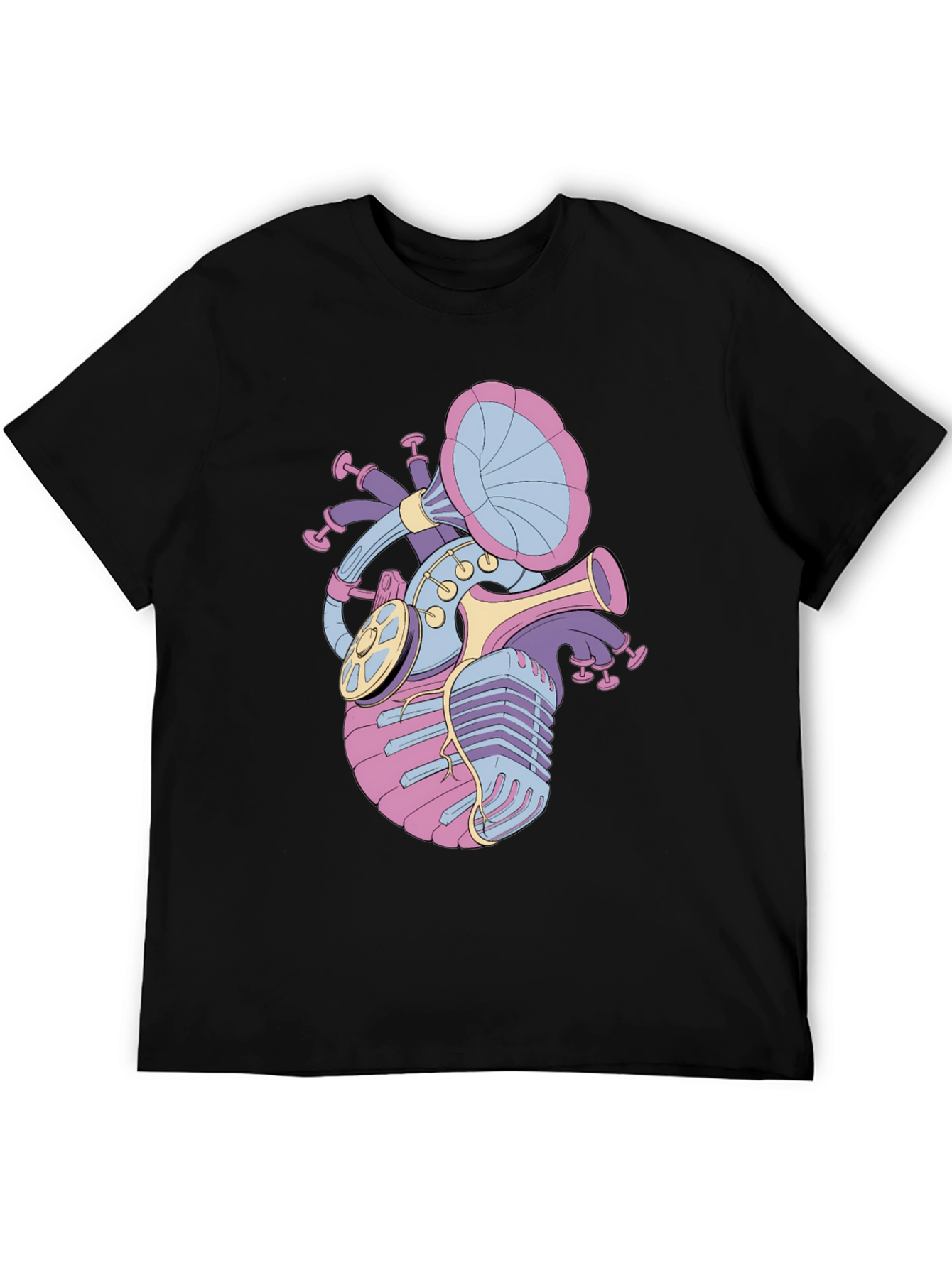 Musical Heart Graphic Tee - Black Unisex T-Shirt