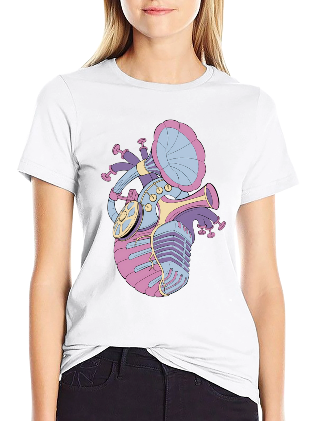 Musical Heart Graphic Tee - Black Unisex T-Shirt