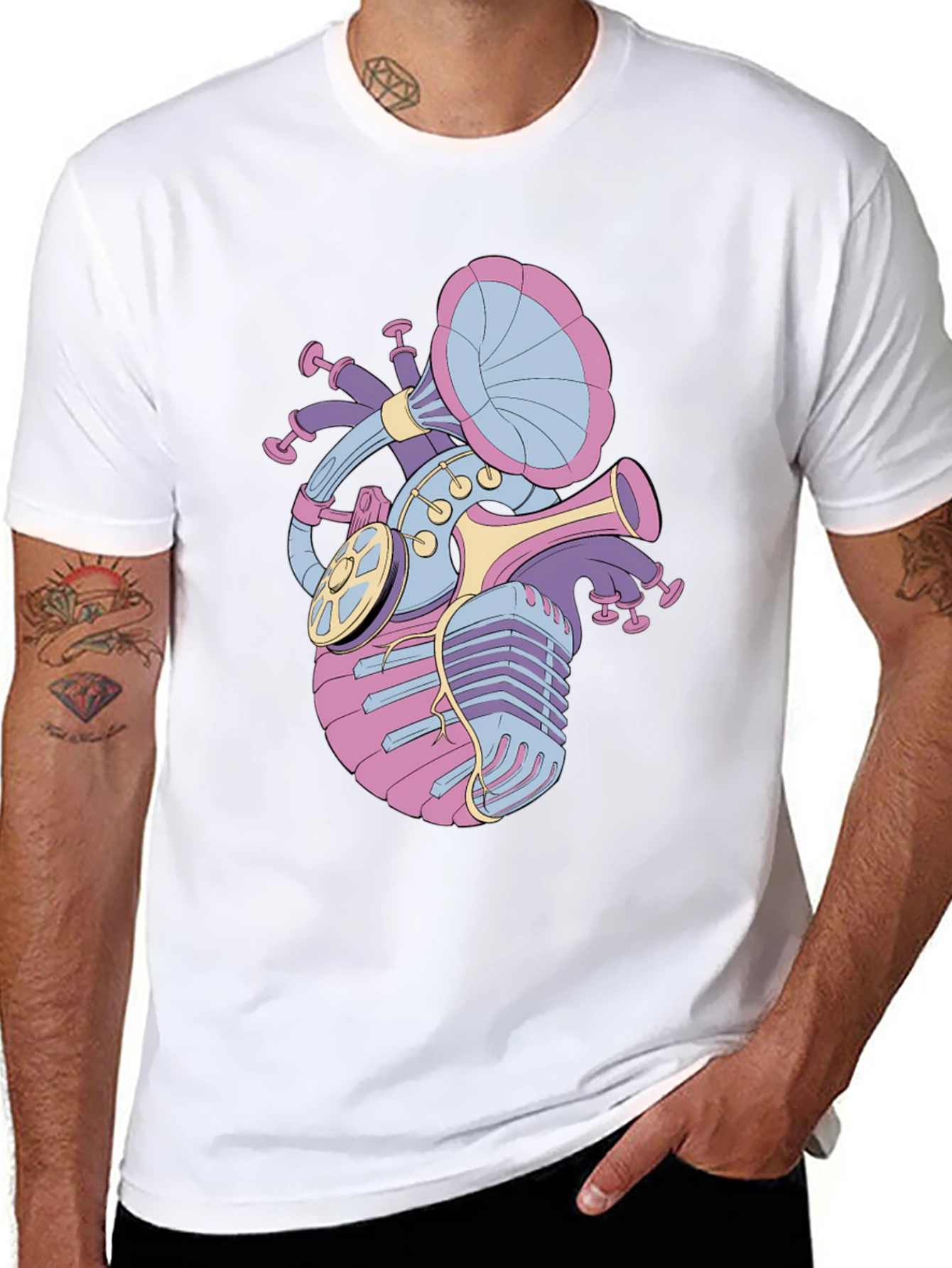 Musical Heart Graphic Tee - Black Unisex T-Shirt