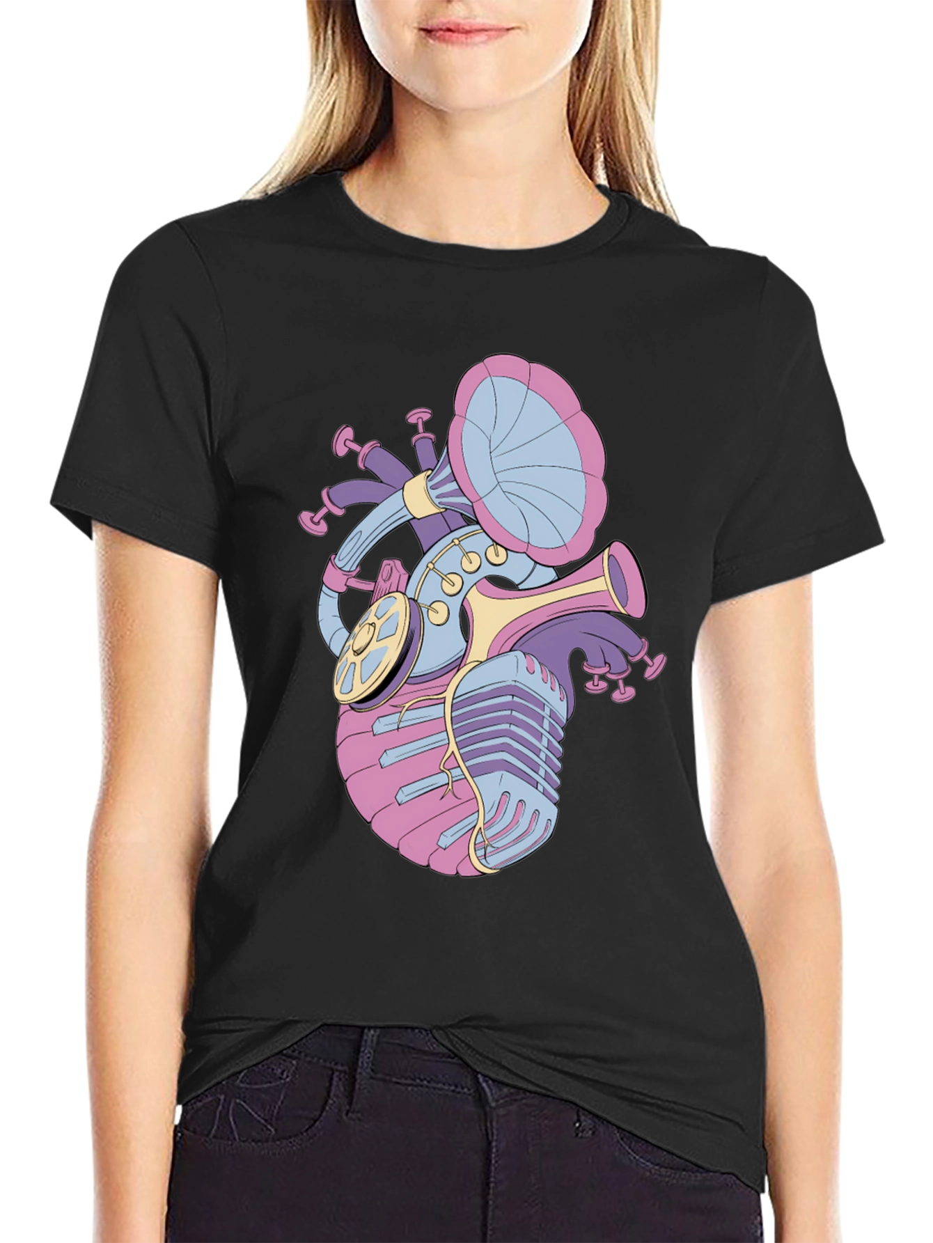 Musical Heart Graphic Tee - Black Unisex T-Shirt