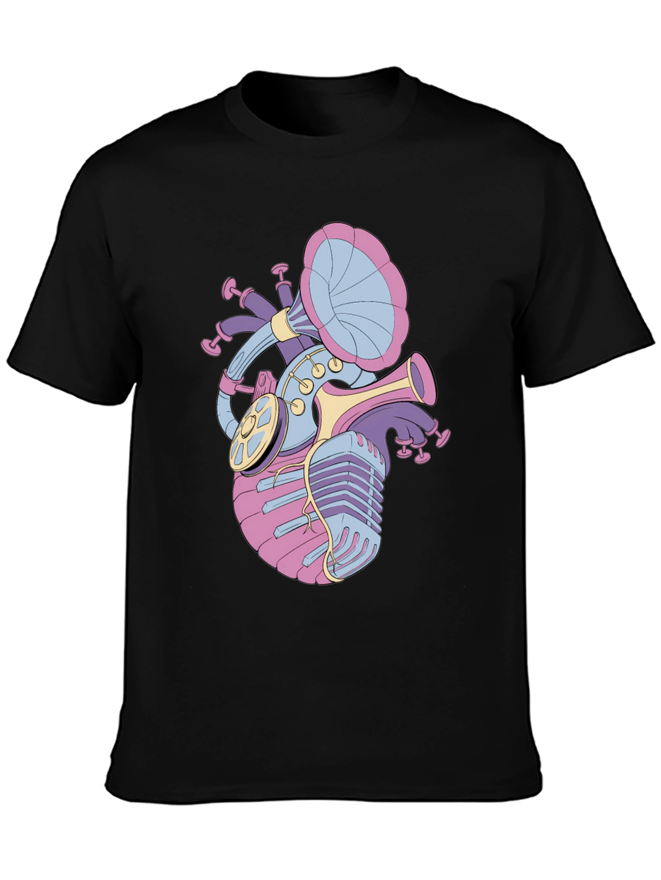 Musical Heart Graphic Tee - Black Unisex T-Shirt