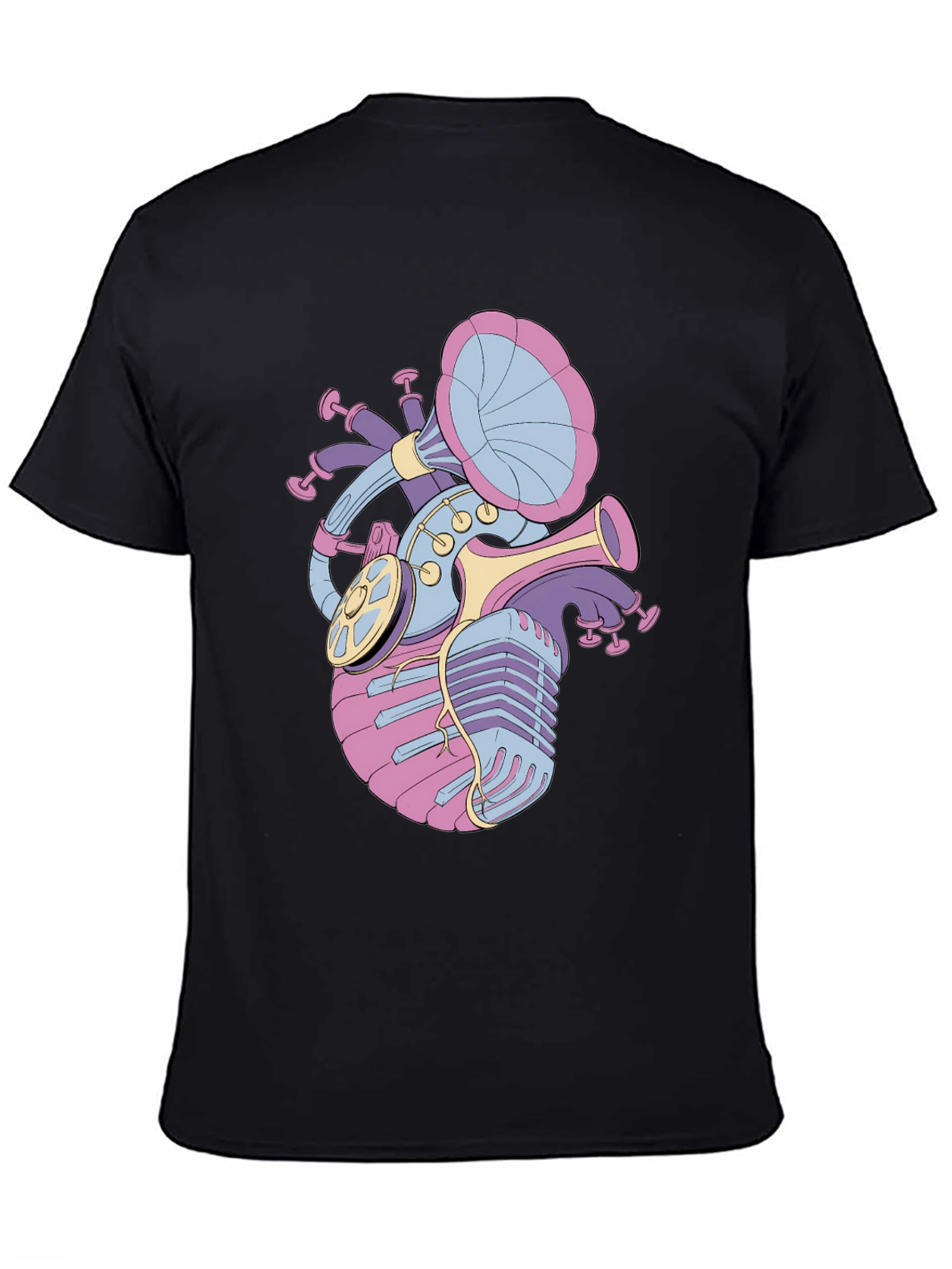 Musical Heart Graphic Tee - Black Unisex T-Shirt