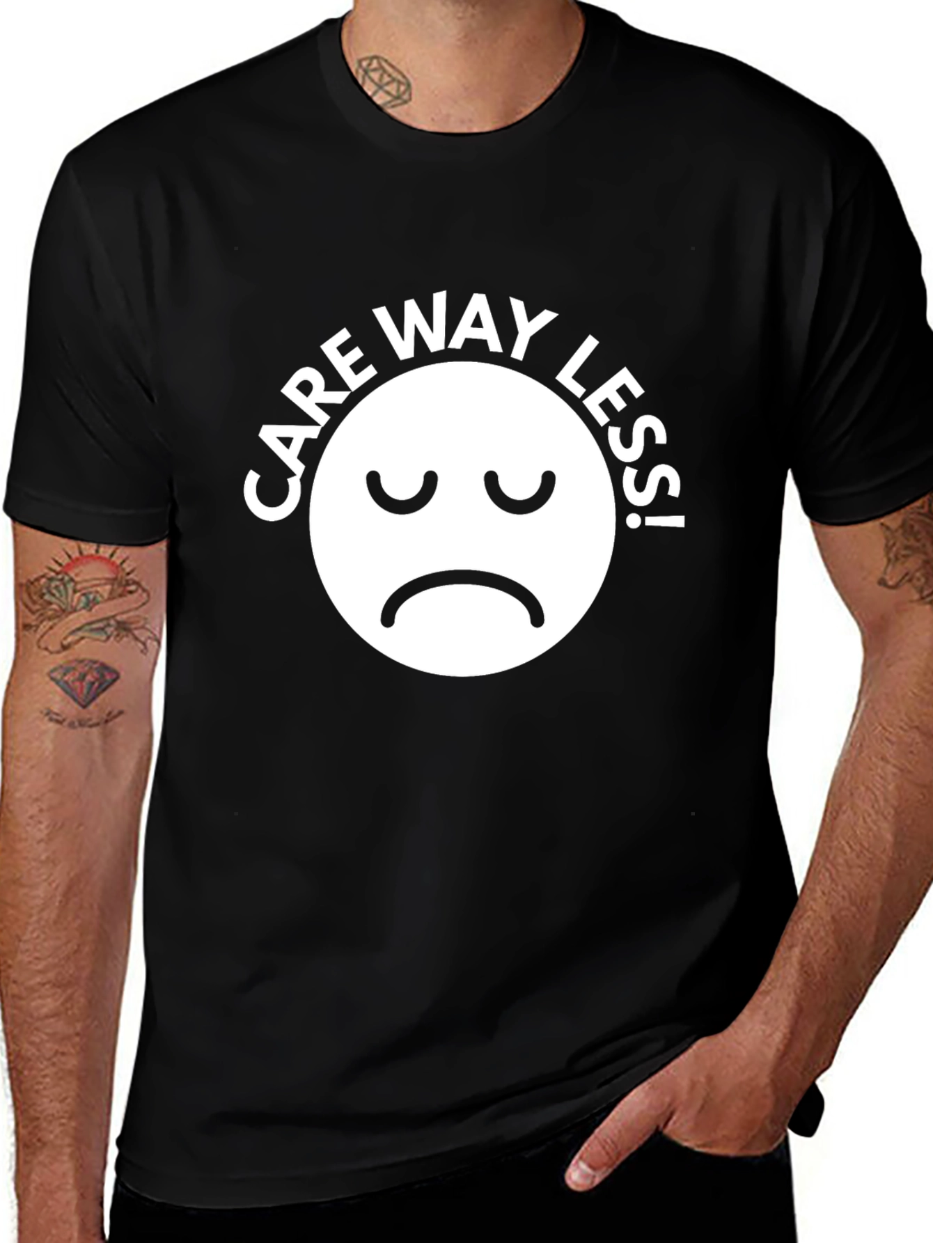 Care Way Less Graphic T-Shirt - Mens Black Tee