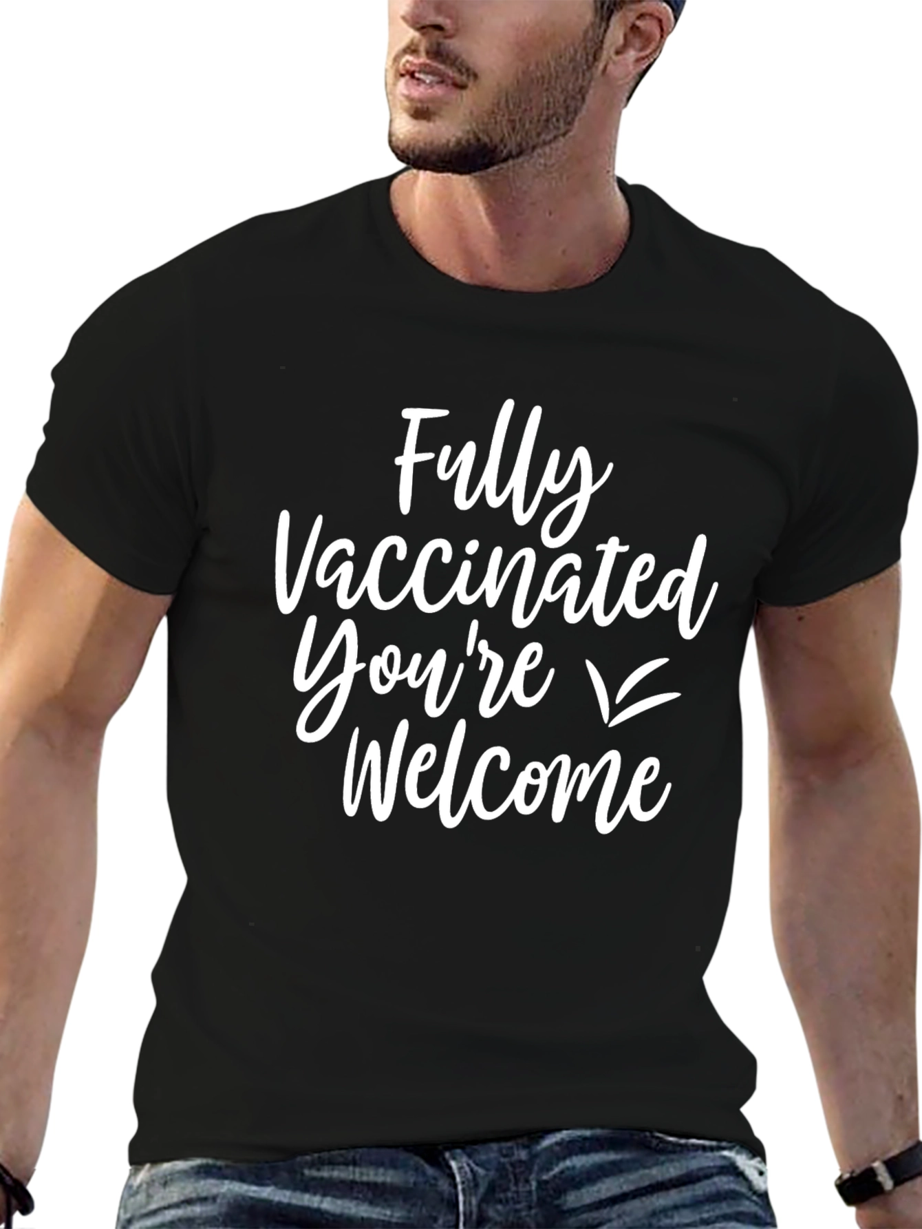 Fully Vaccinated Graphic Tee - Trendy Black Shirt