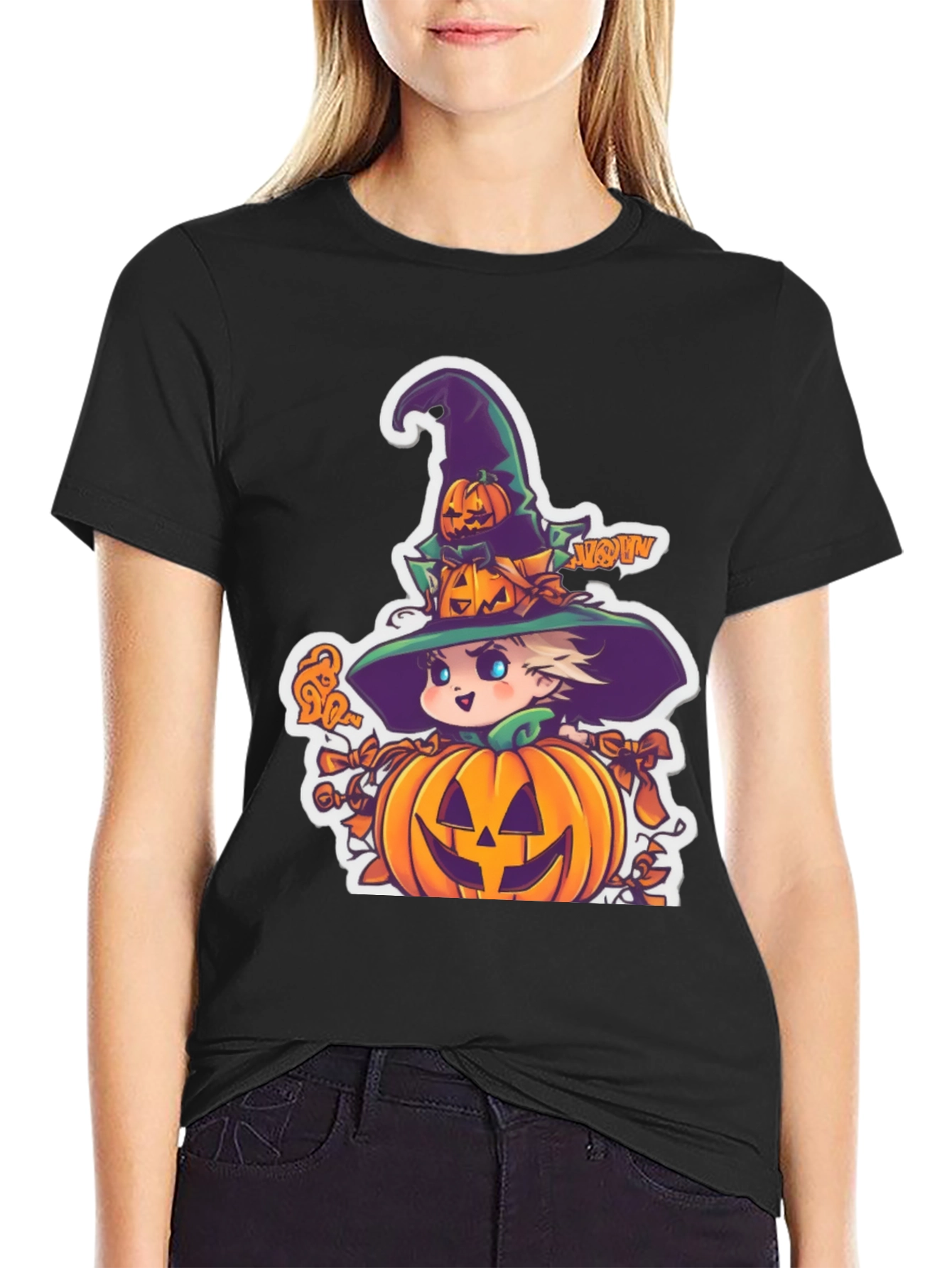 Halloween Witch Pumpkin Graphic Tee