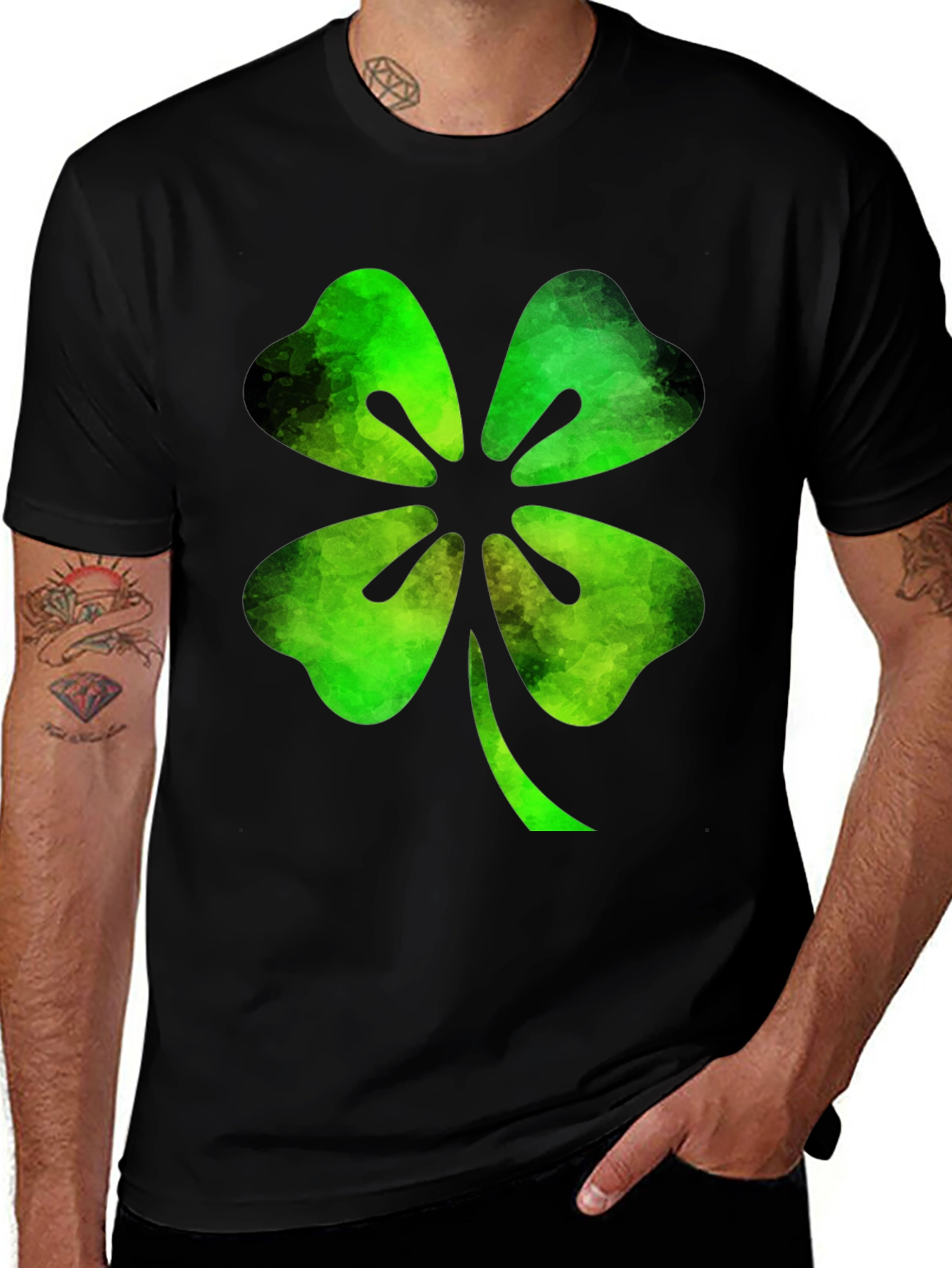 Lucky Four Leaf Clover Graphic T-Shirt