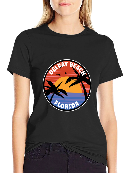 Delray Beach Florida Palm Sunset Graphic T-Shirt