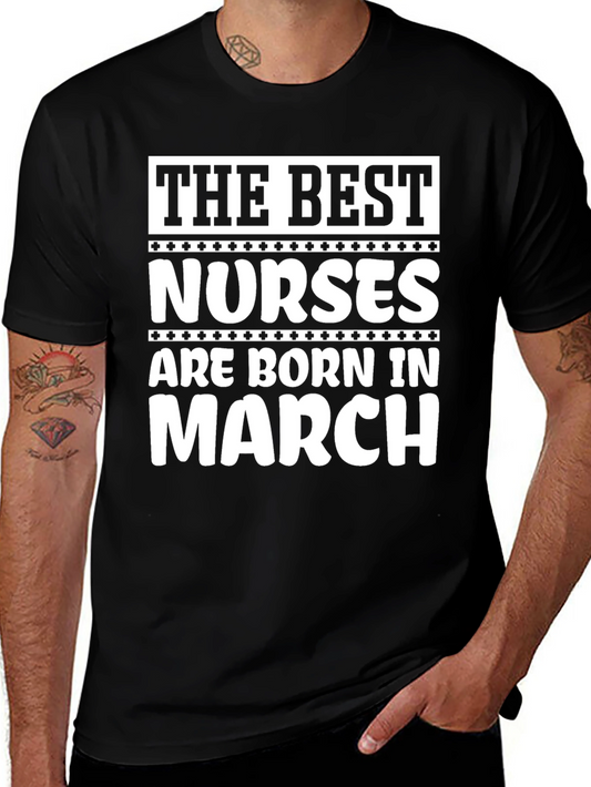 Best Nurses Born in March - Black T-Shirt