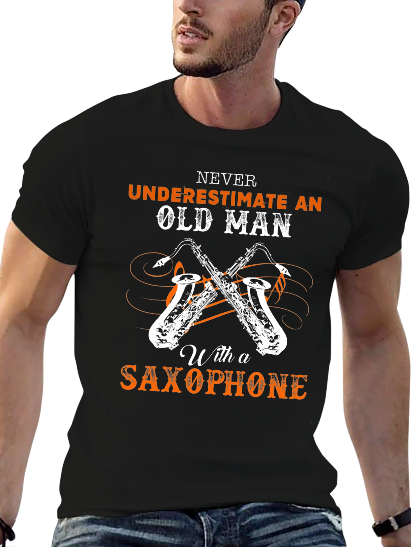 Never Underestimate Saxophone Old Man T-Shirt