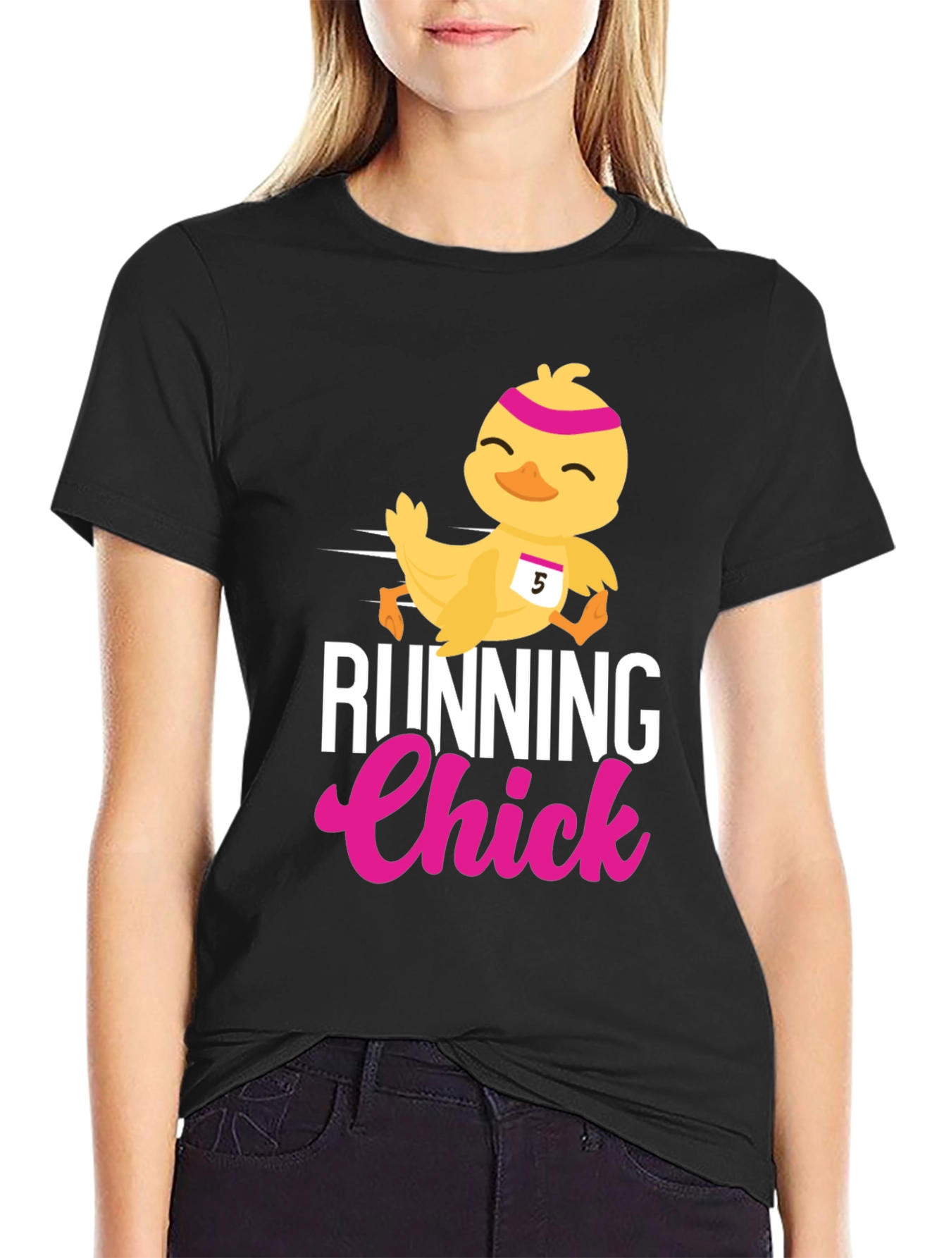 Running Chick Graphic Tee - Fun Easter Design