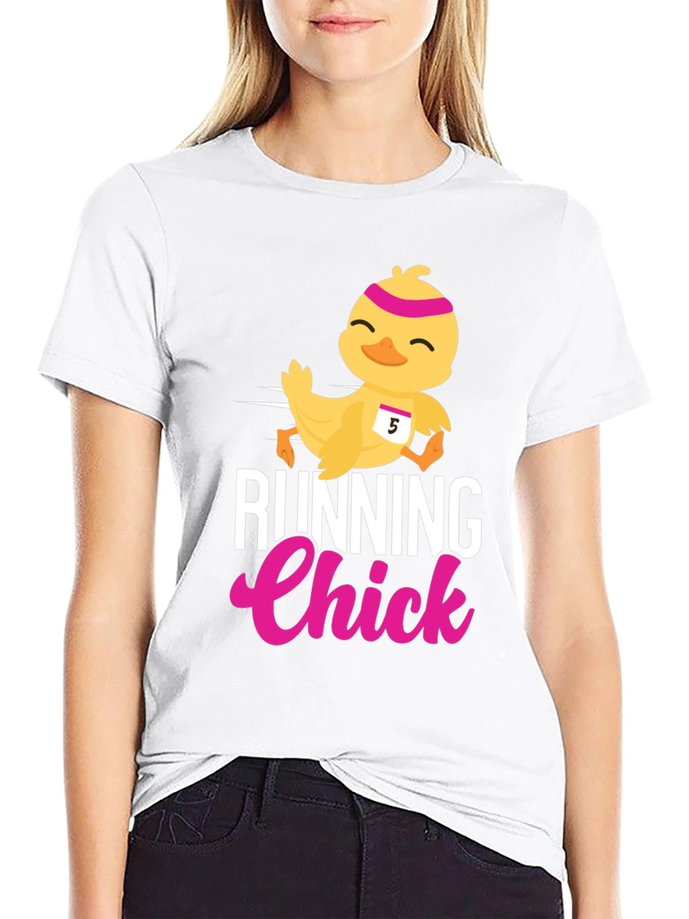 Running Chick Graphic Tee - Fun Easter Design