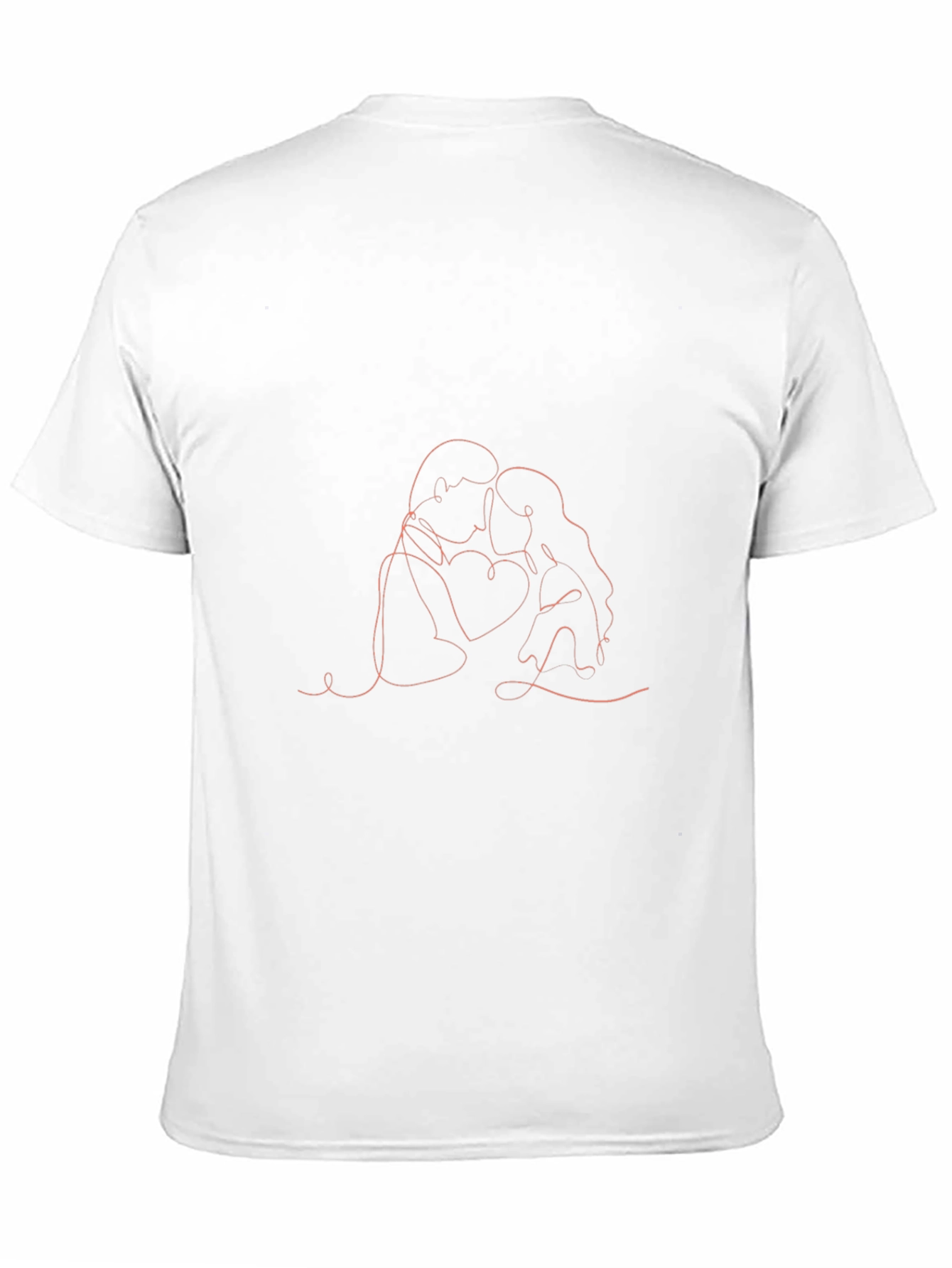 Romantic Embrace Line Art Black T-Shirt