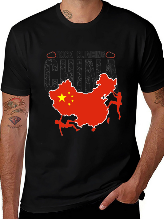 China Rock Climbing Graphic Tee - Black