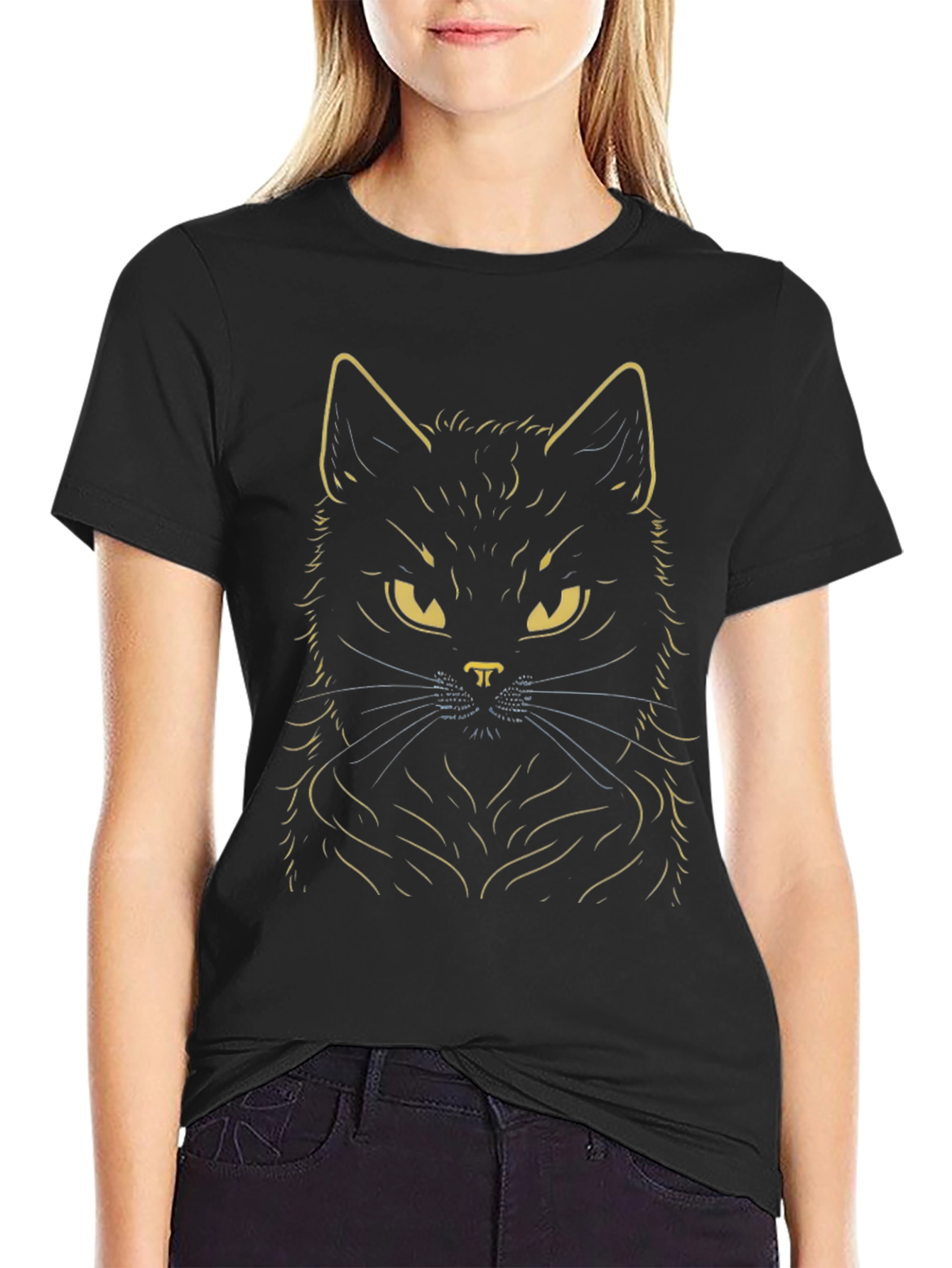 Black Cat Graphic T-Shirt - Mens Crew Neck Tee