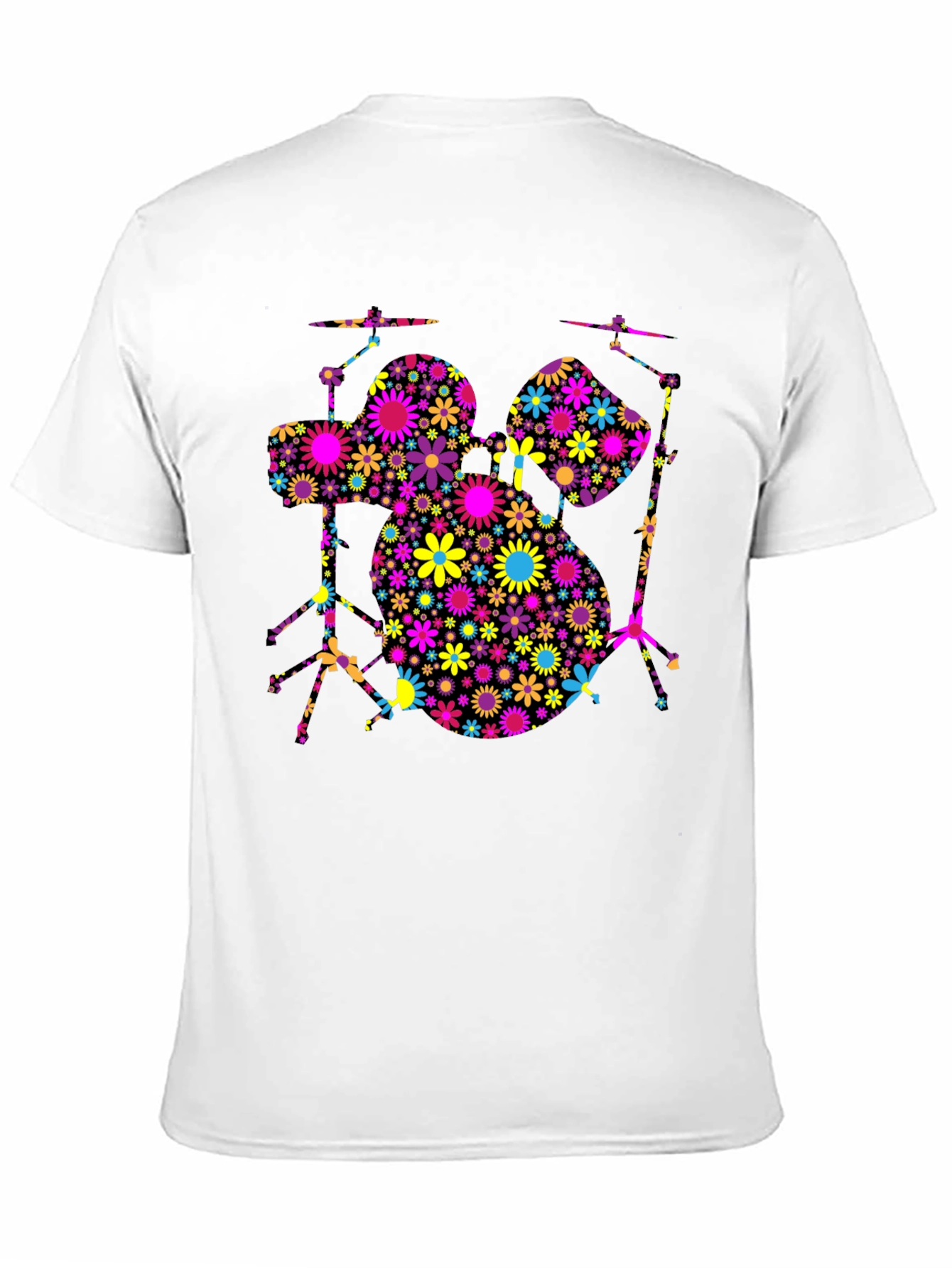 Floral Drum Set T-Shirt - Music Lover Tee