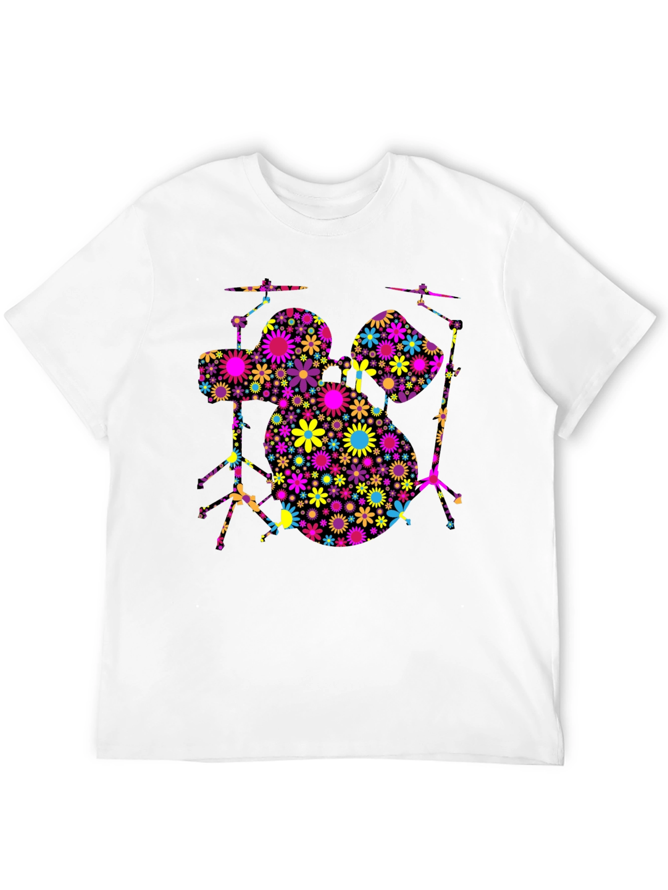 Floral Drum Set T-Shirt - Music Lover Tee