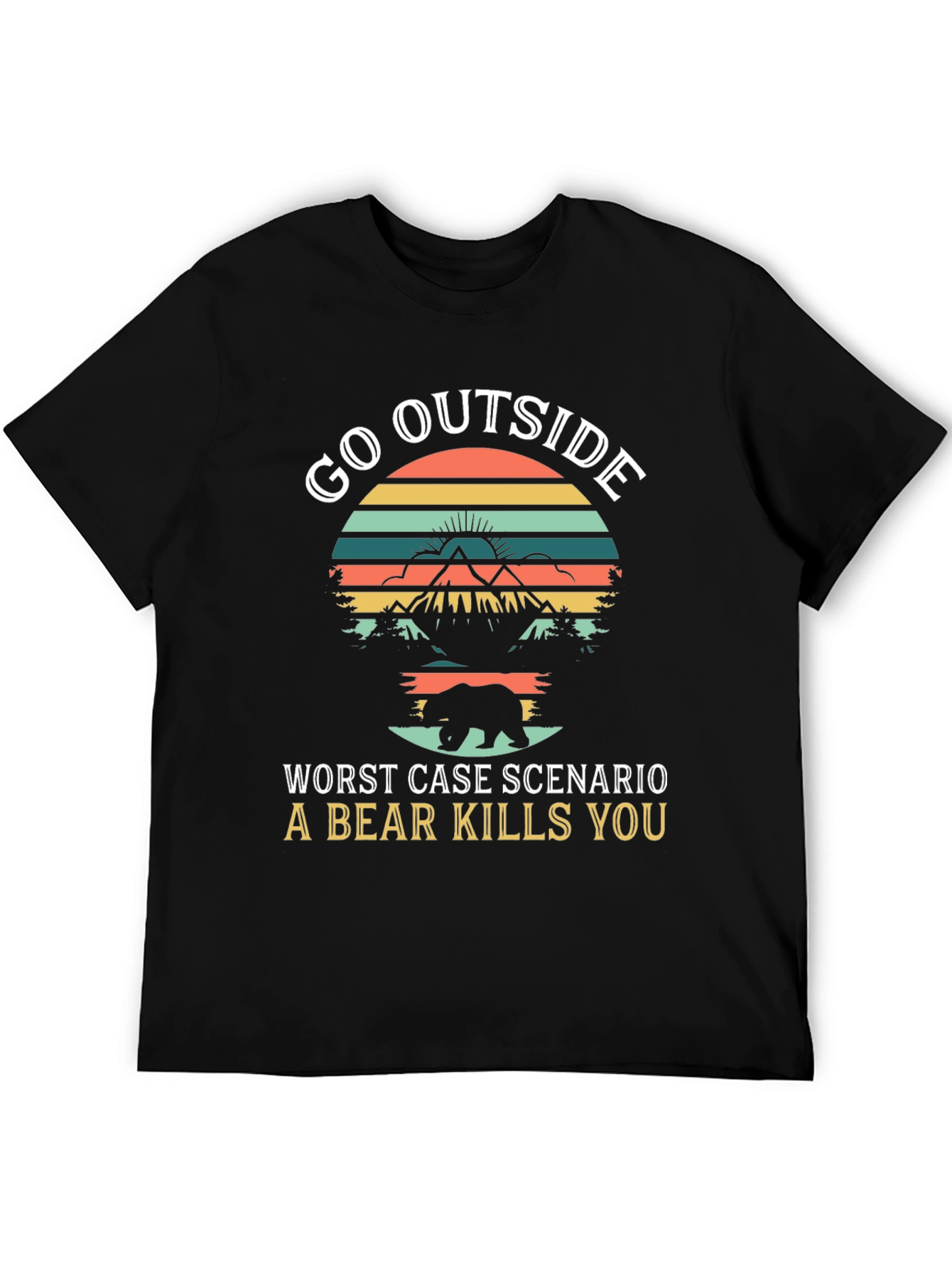 Go Outside Bear Humor Graphic T-Shirt
