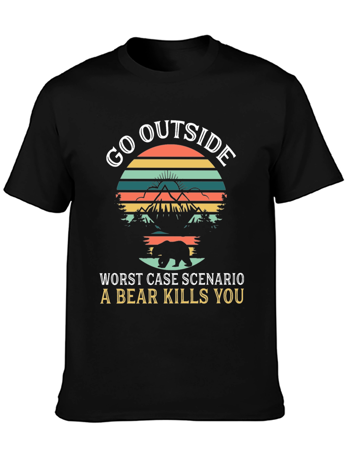 Go Outside Bear Humor Graphic T-Shirt