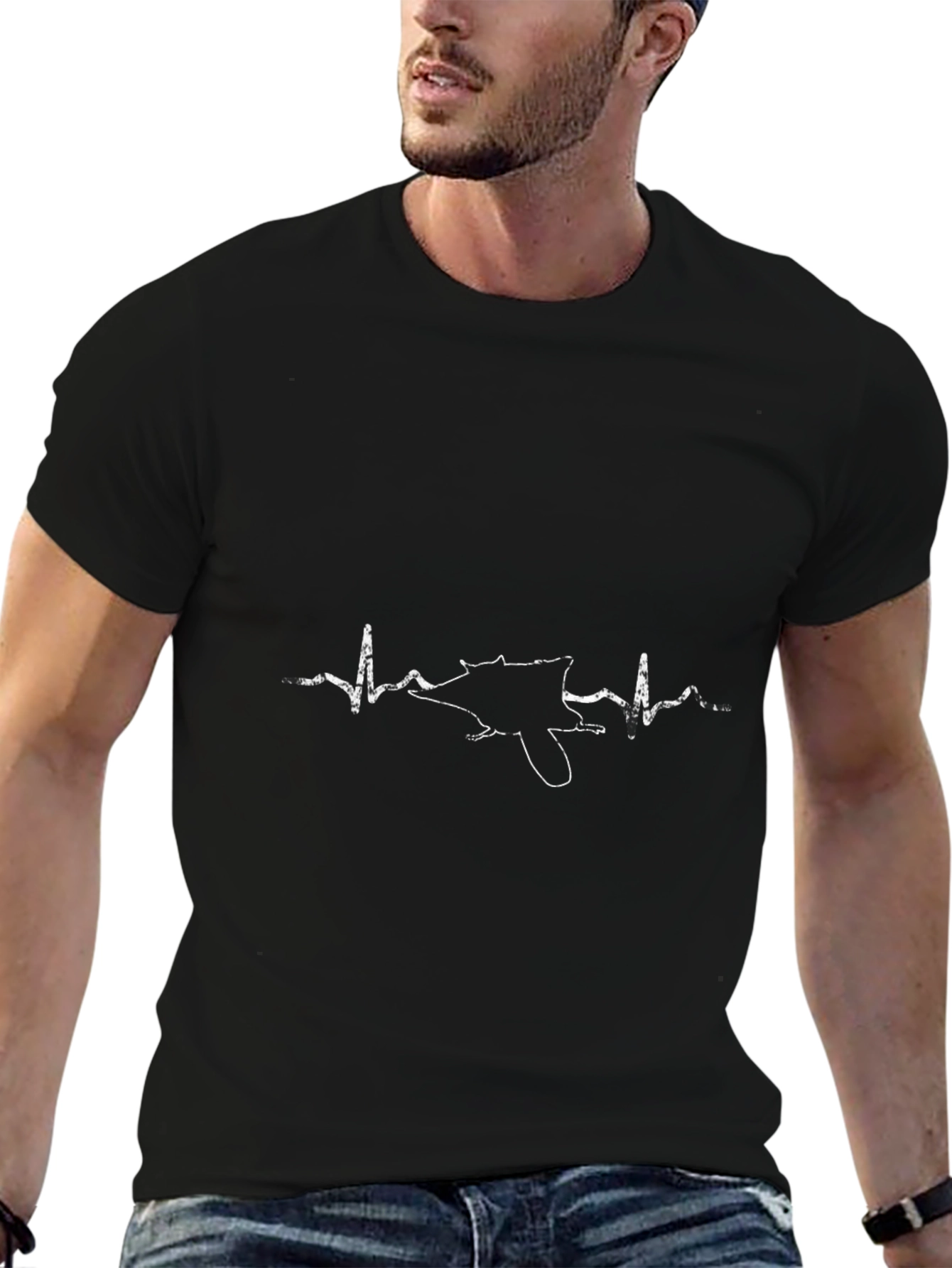 Heartbeat Sugar Glider Black T-Shirt