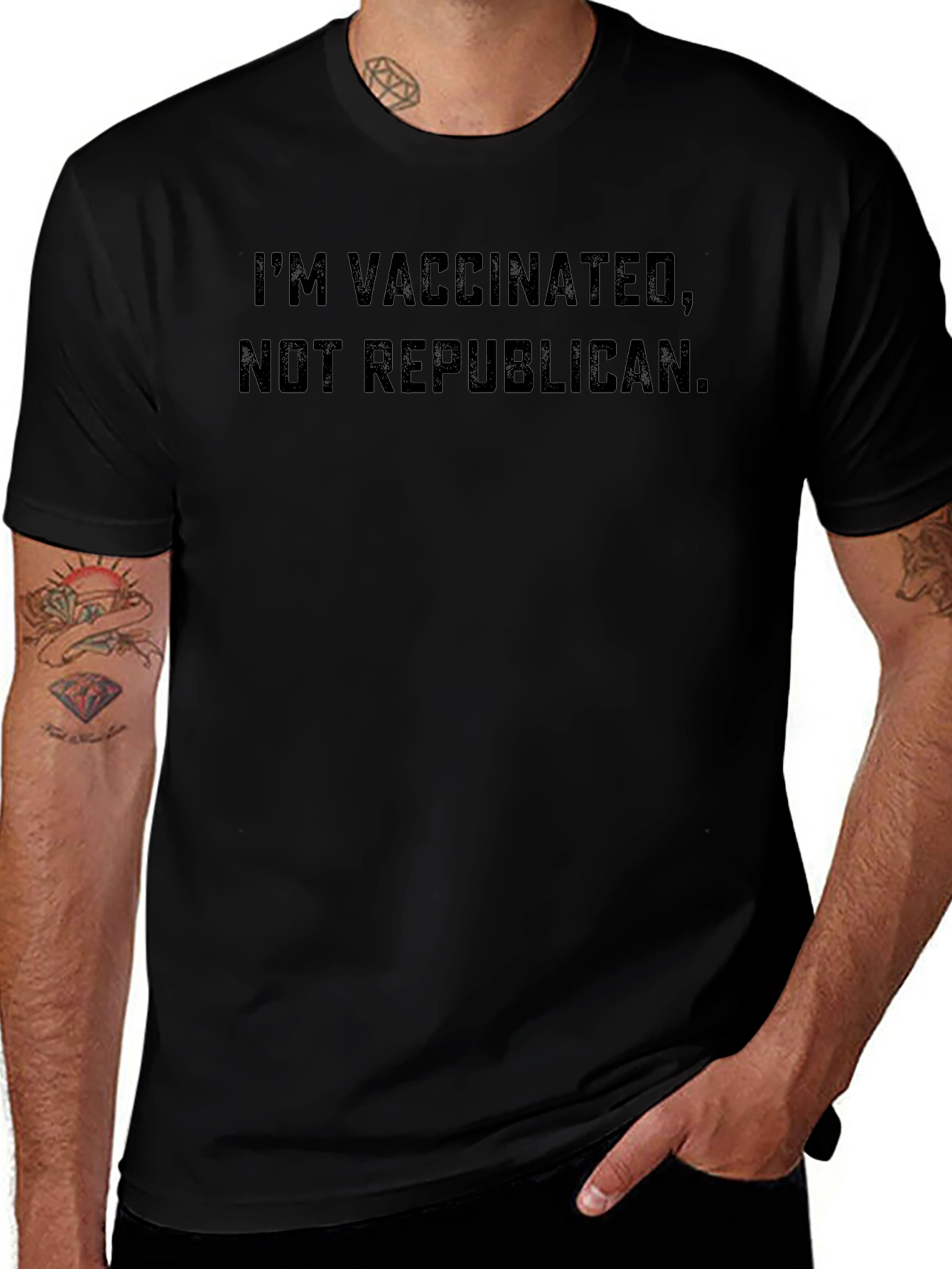 Vaccinated Not Republican Black T-Shirt