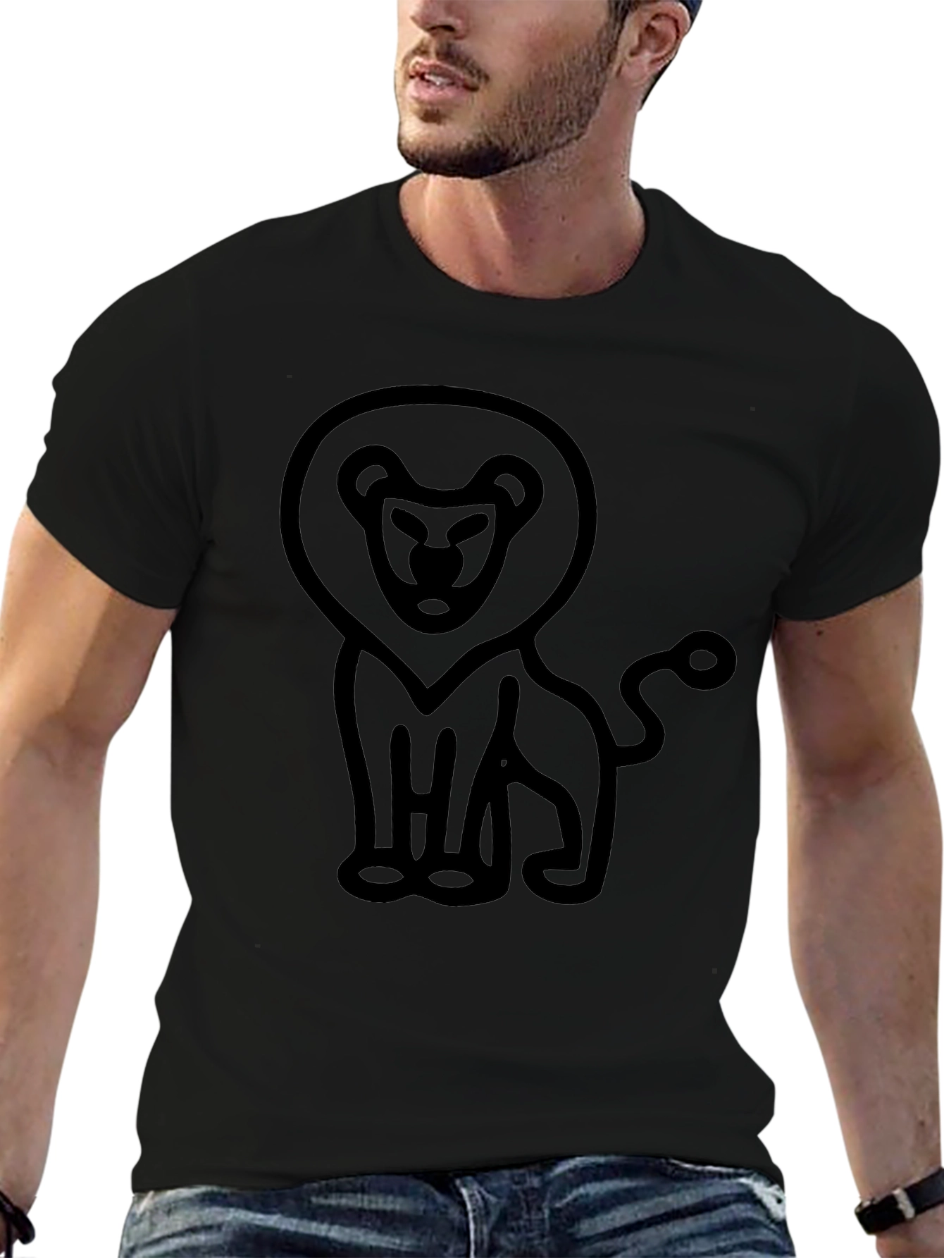 Lion Graphic Tee - Mens Black Casual Shirt