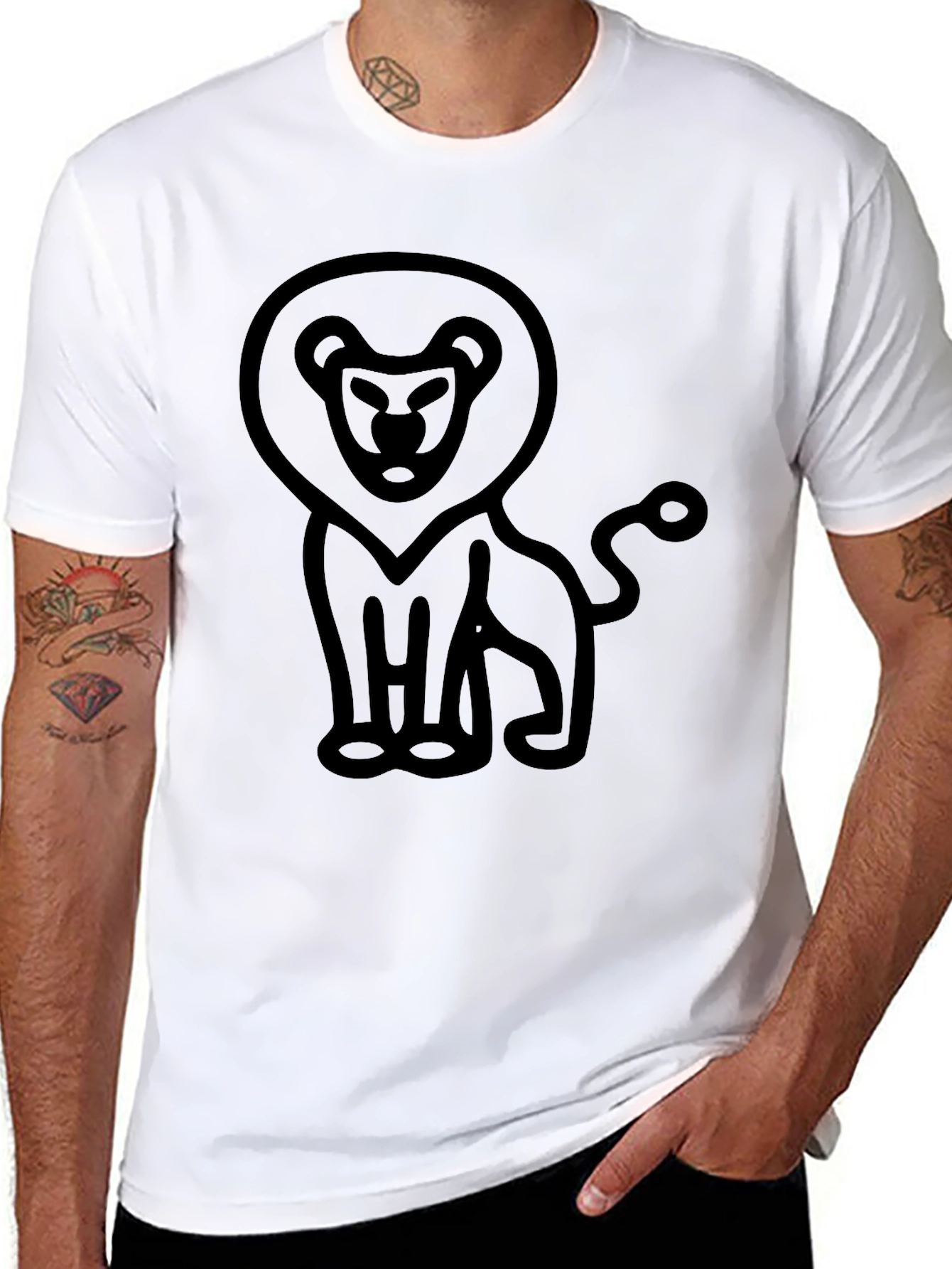 Lion Graphic Tee - Mens Black Casual Shirt