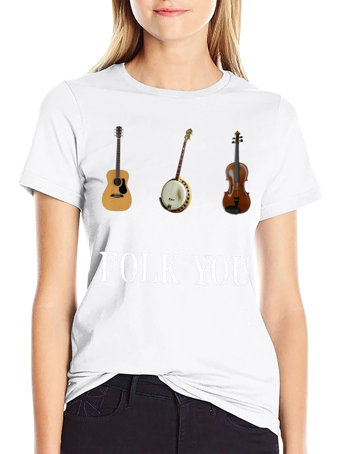 Folk You T-Shirt Guitar Banjo Violin Graphic Tee