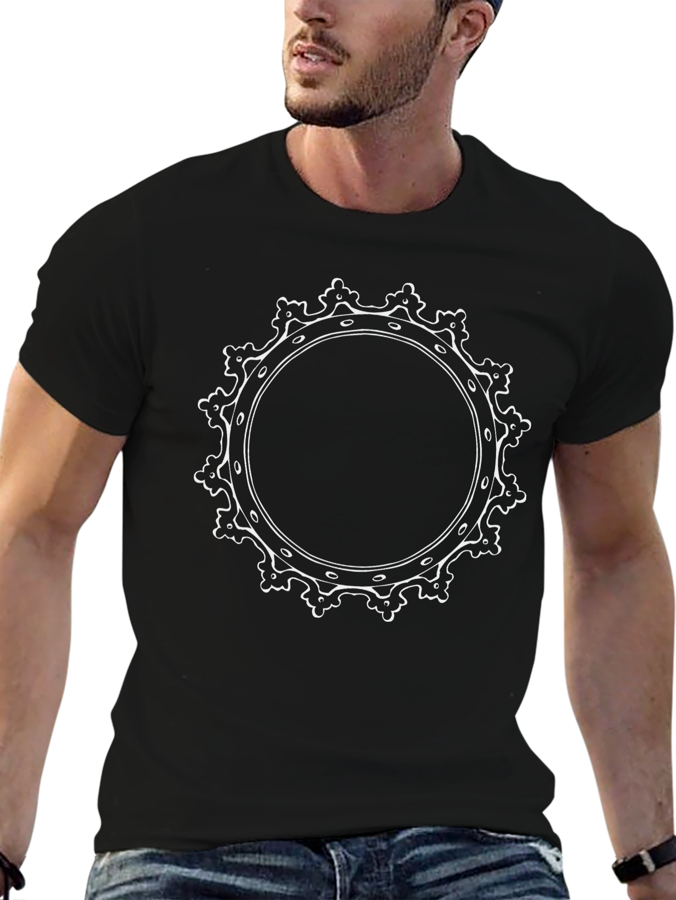 Circular Design Black T-Shirt