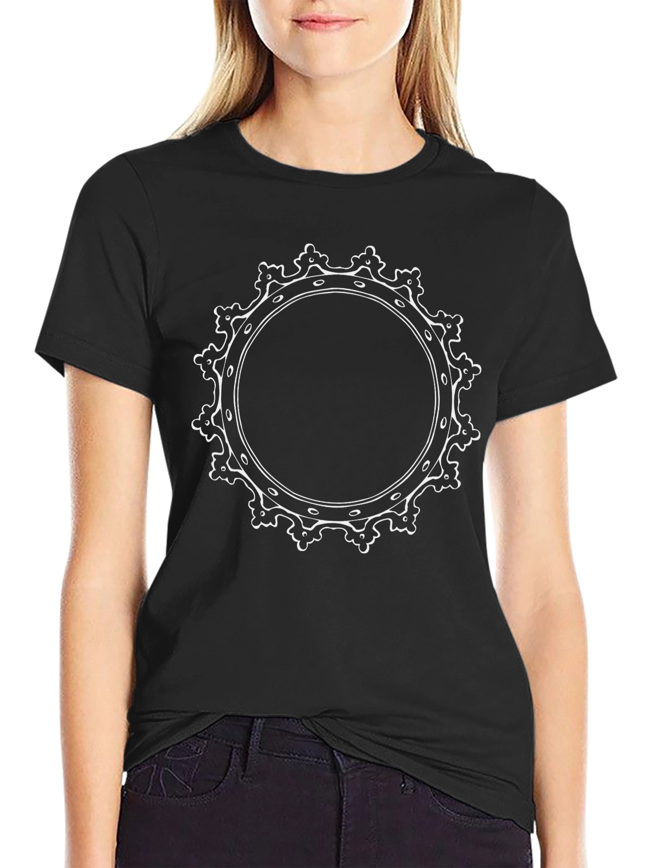 Circular Design Black T-Shirt