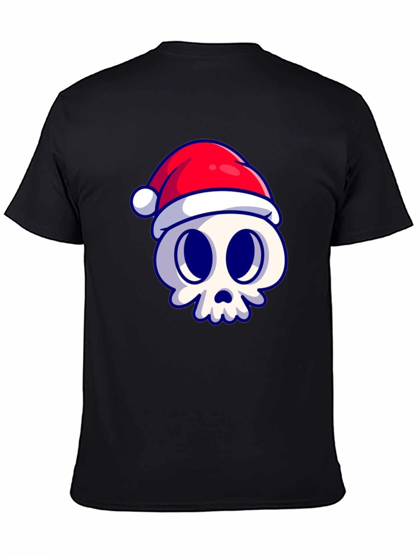 Festive Skull Graphic Tee - Black Cotton