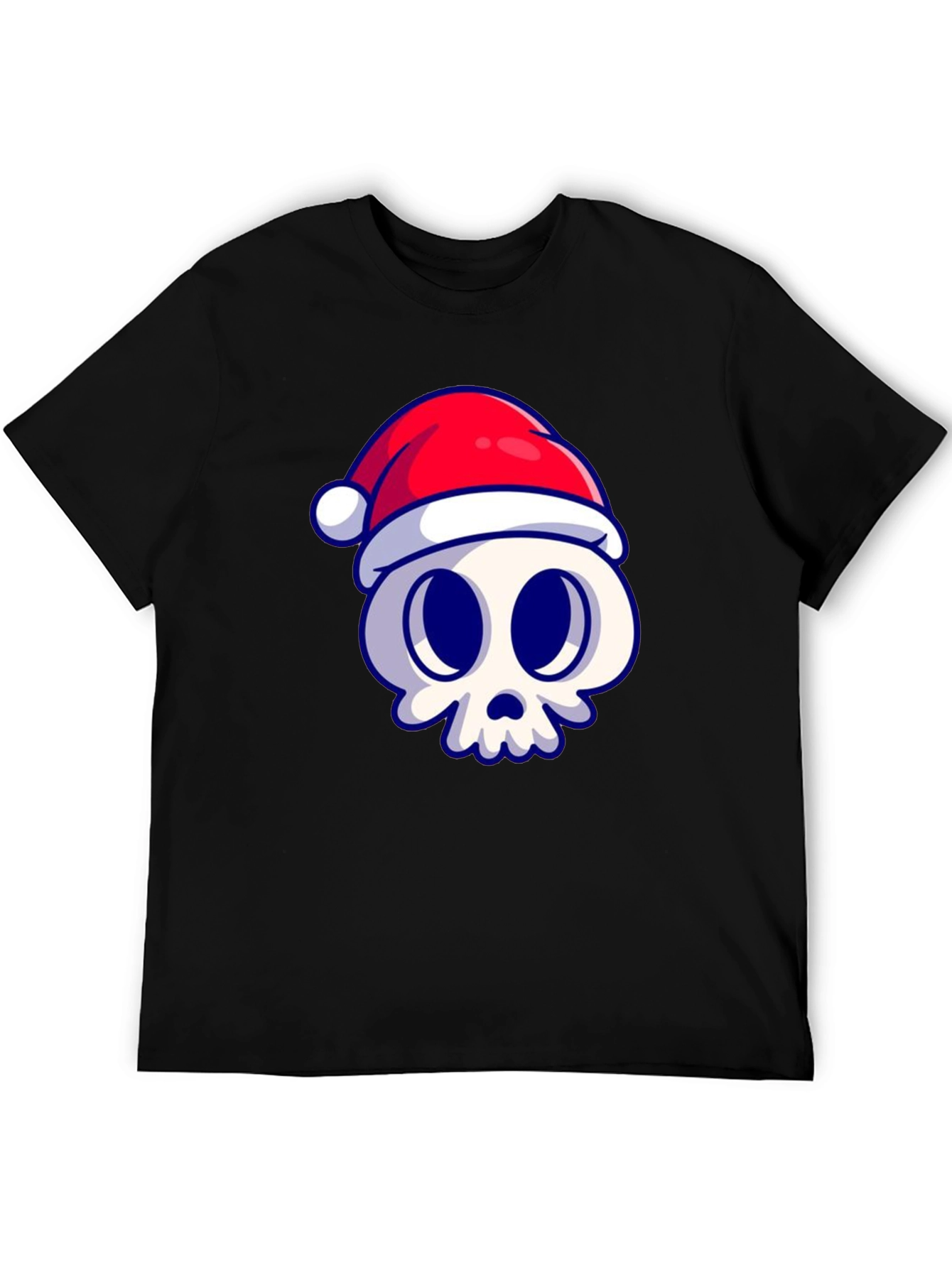 Festive Skull Graphic Tee - Black Cotton