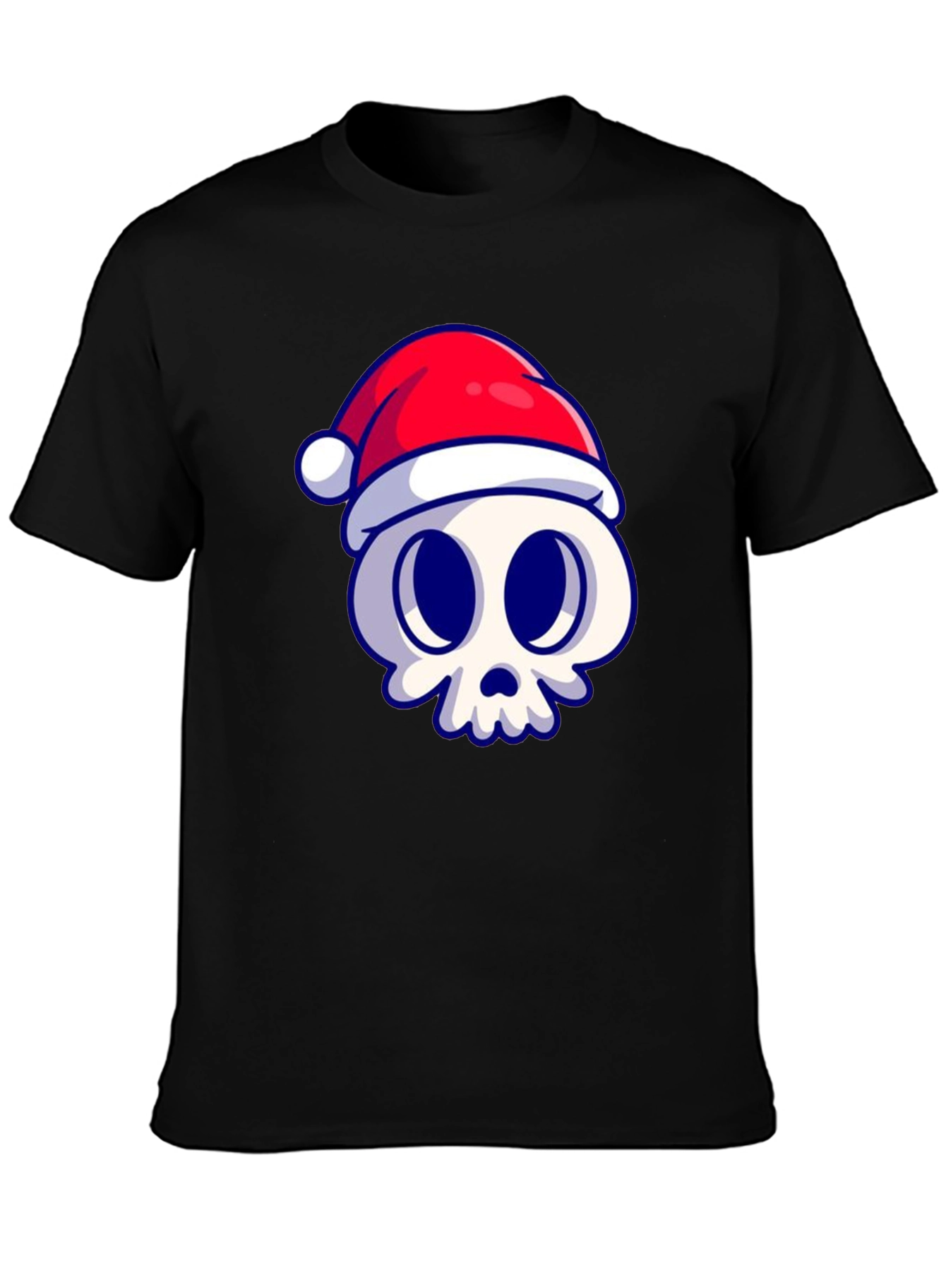 Festive Skull Graphic Tee - Black Cotton