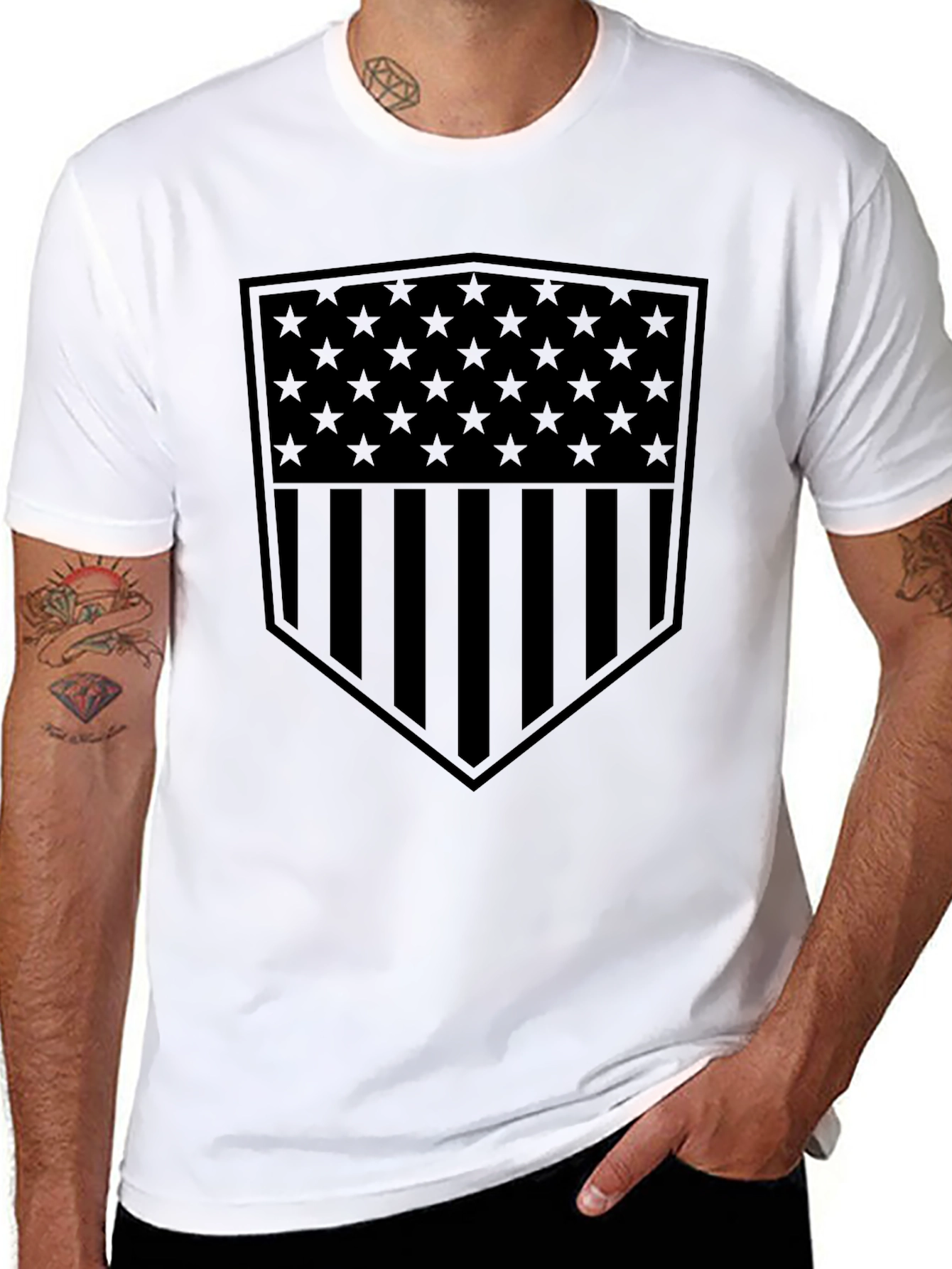 Blacked Out American Flag Shield T-Shirt