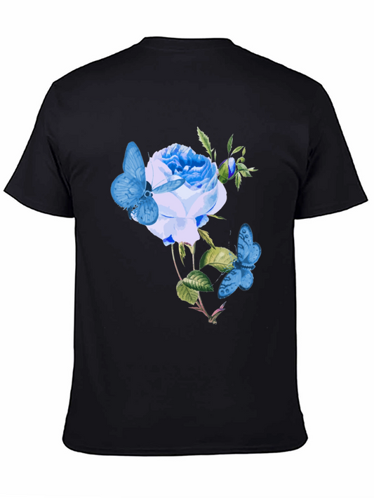 Floral Butterfly Graphic Tee - Black Cotton