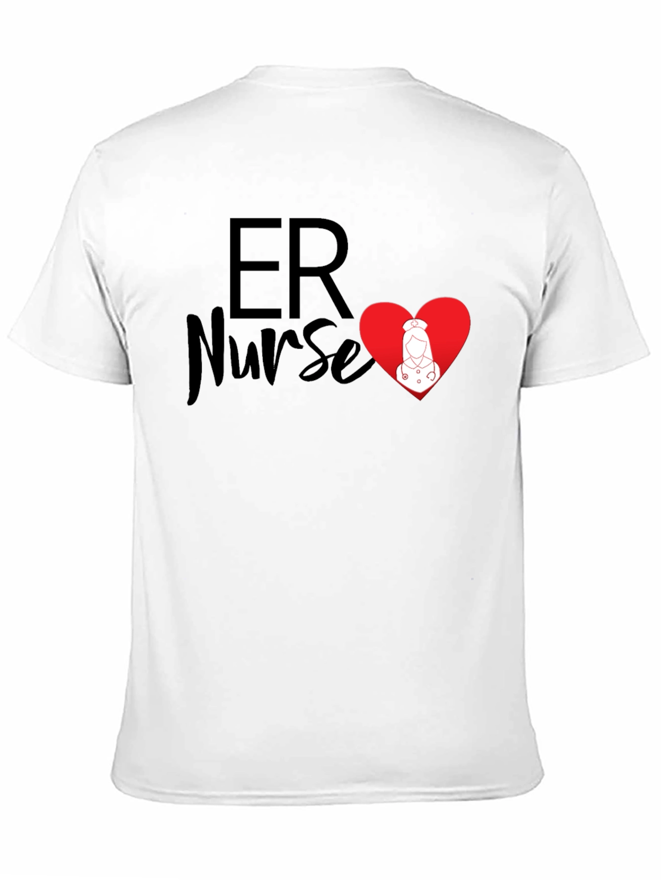 ER Nurse Heart Graphic T-Shirt - Black