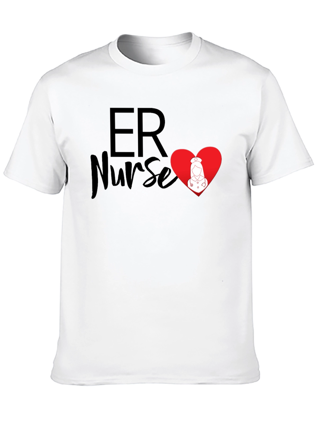 ER Nurse Heart Graphic T-Shirt - Black