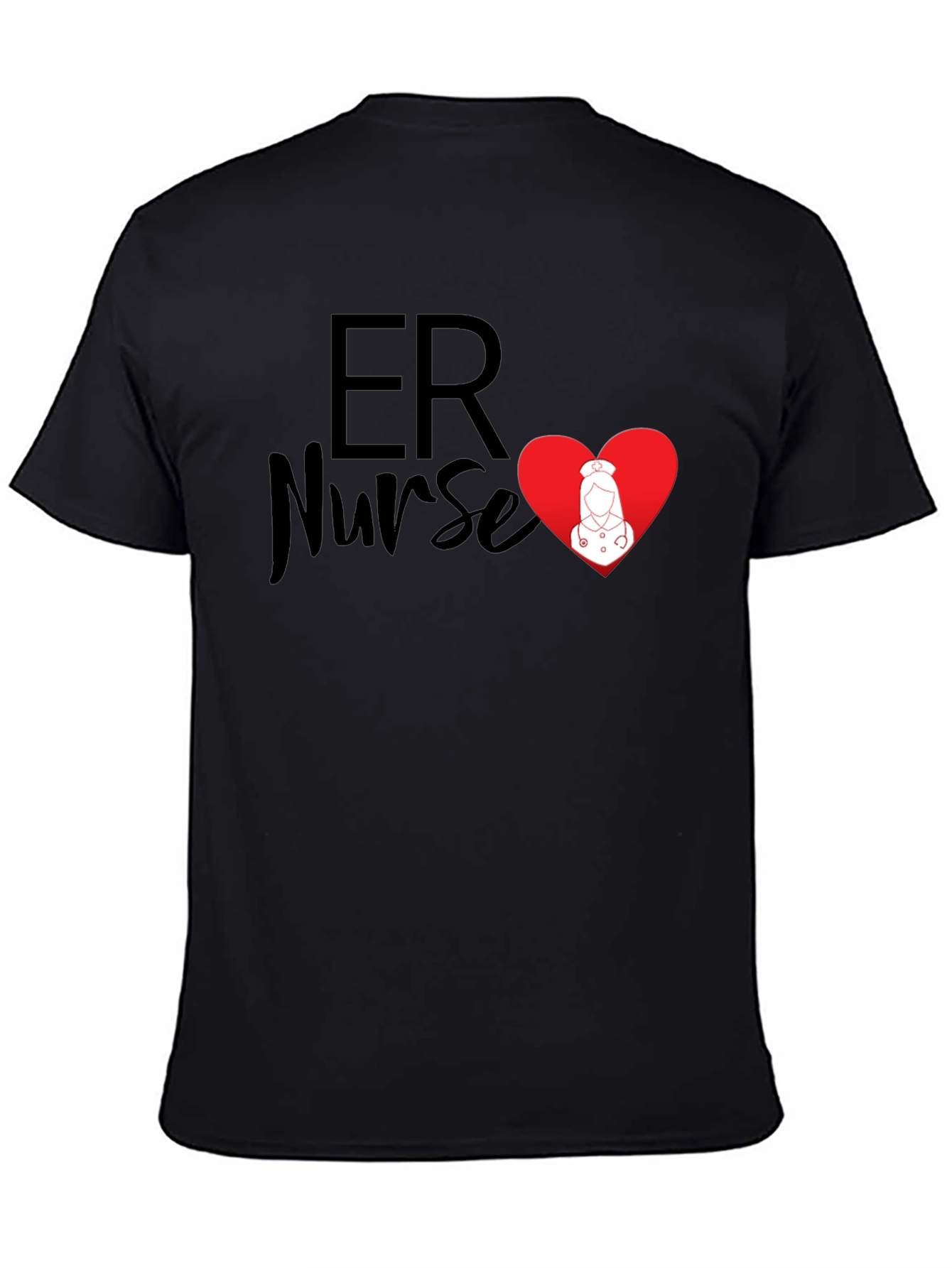 ER Nurse Heart Graphic T-Shirt - Black