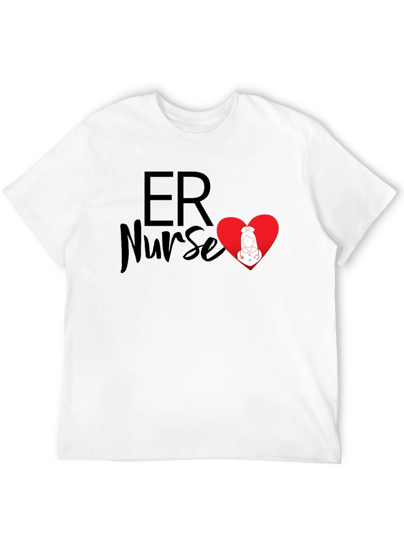 ER Nurse Heart Graphic T-Shirt - Black