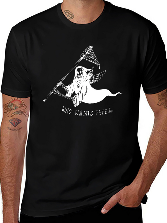 Grim Reaper Pizza Flag Graphic T-Shirt