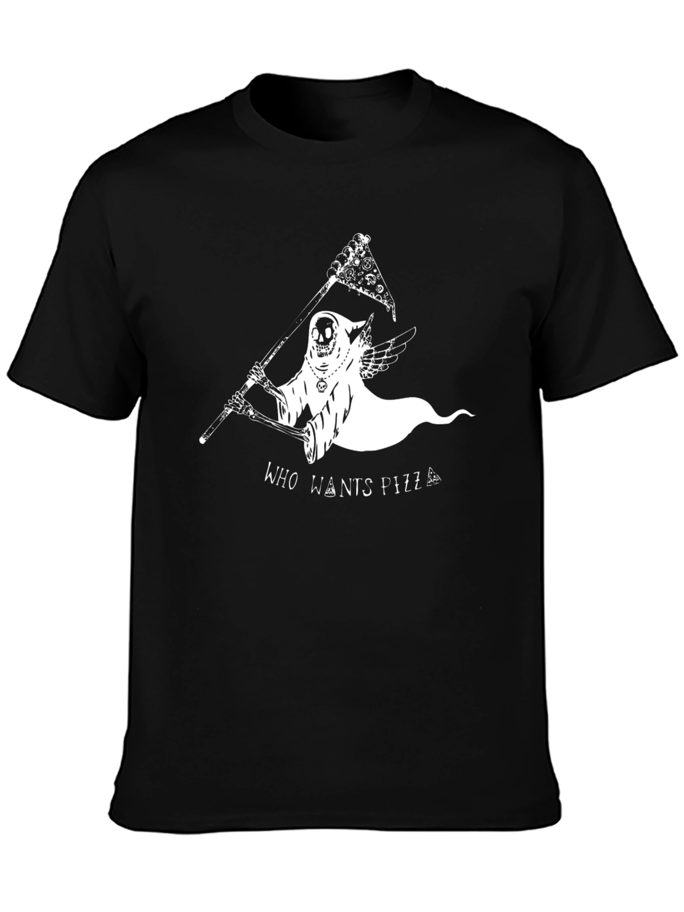 Grim Reaper Pizza Flag Graphic T-Shirt