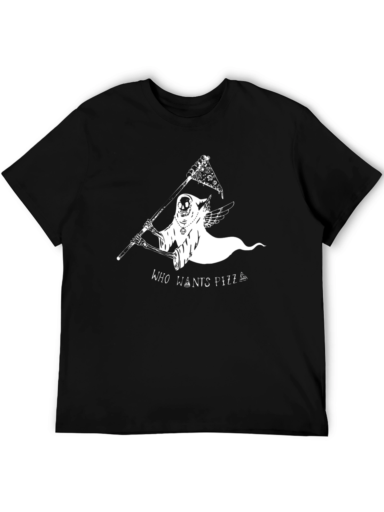 Grim Reaper Pizza Flag Graphic T-Shirt
