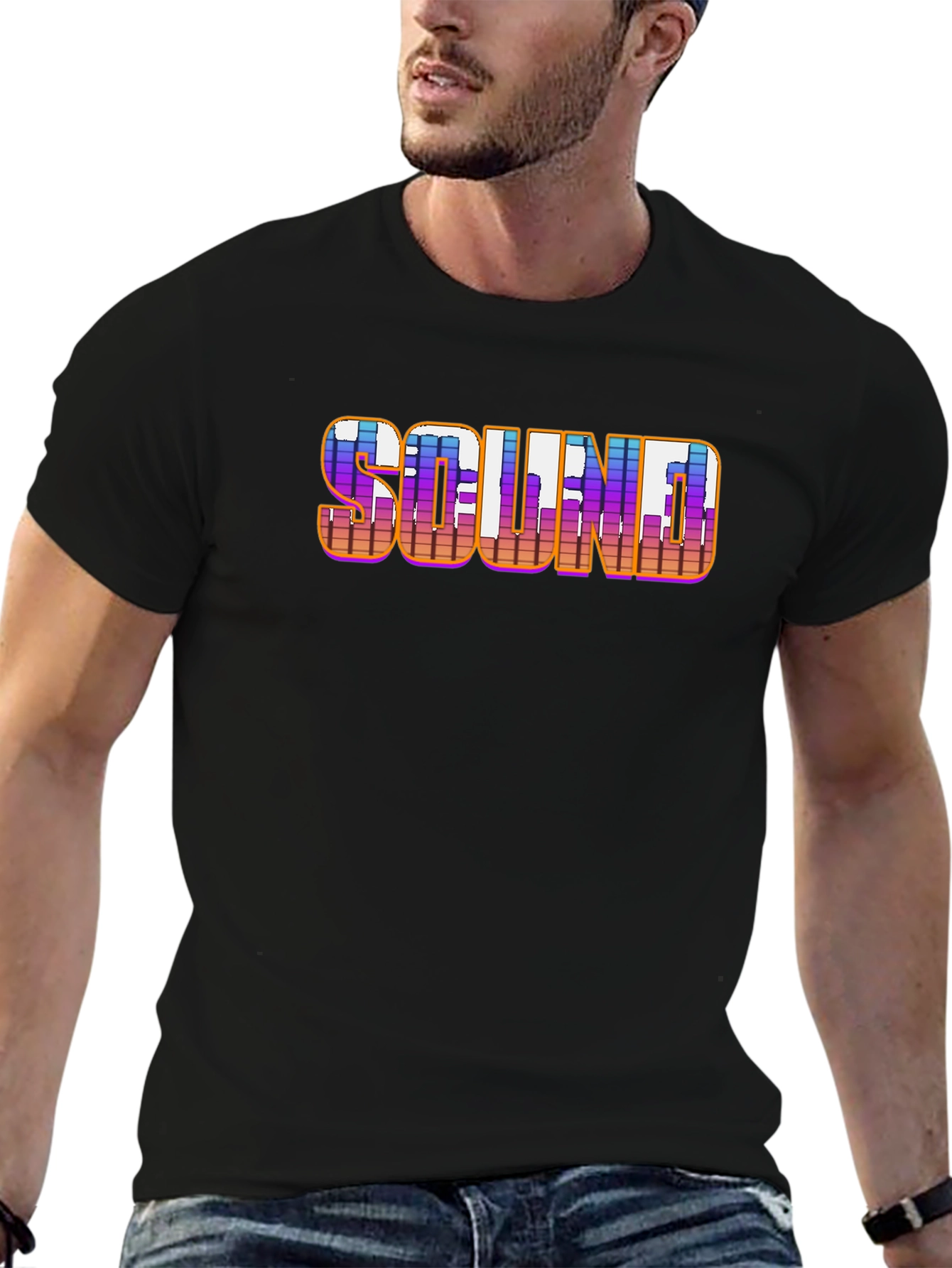 SOUND Graphic Print Black T-Shirt