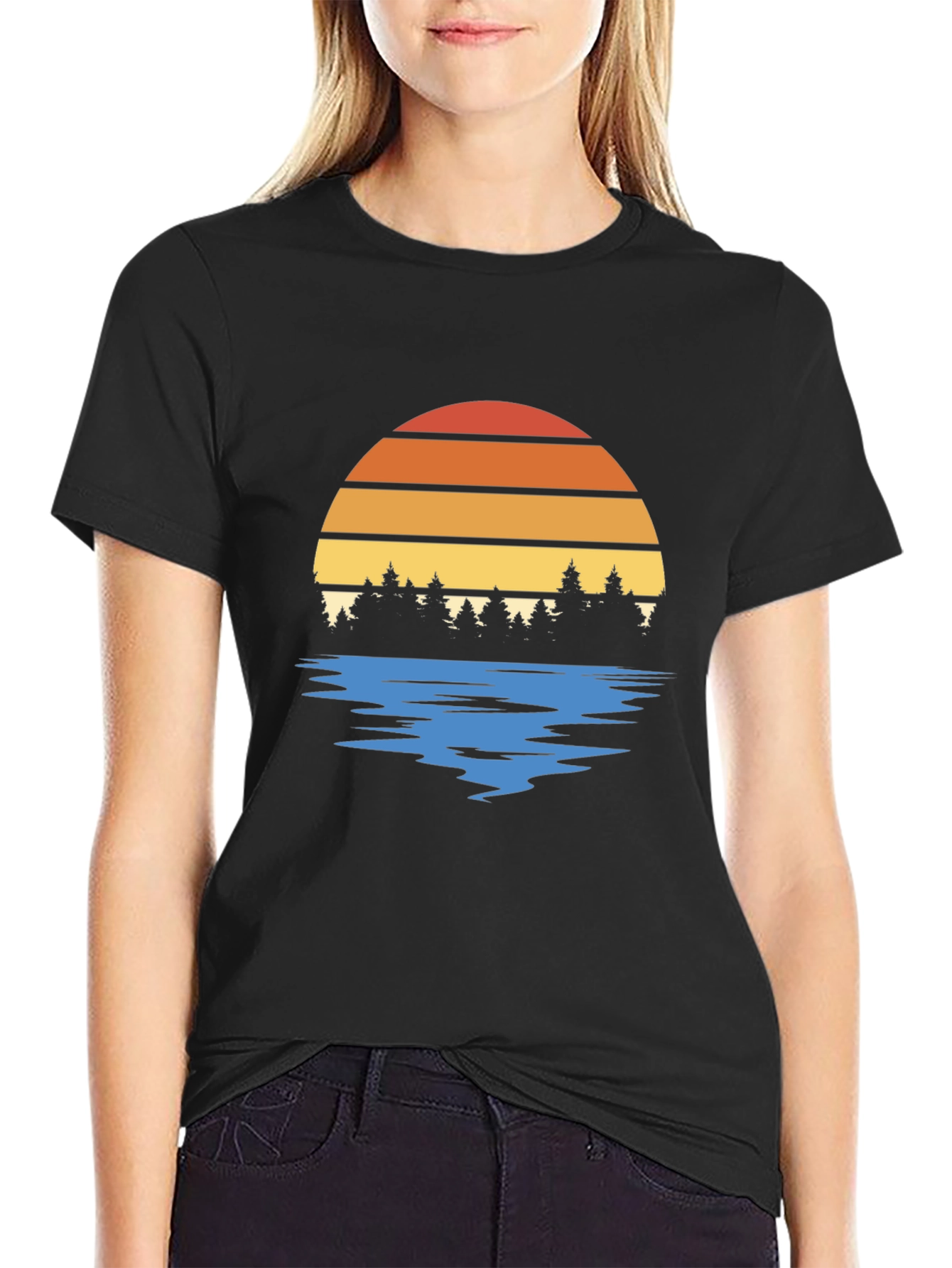 Retro Sunset Trees Graphic Tee