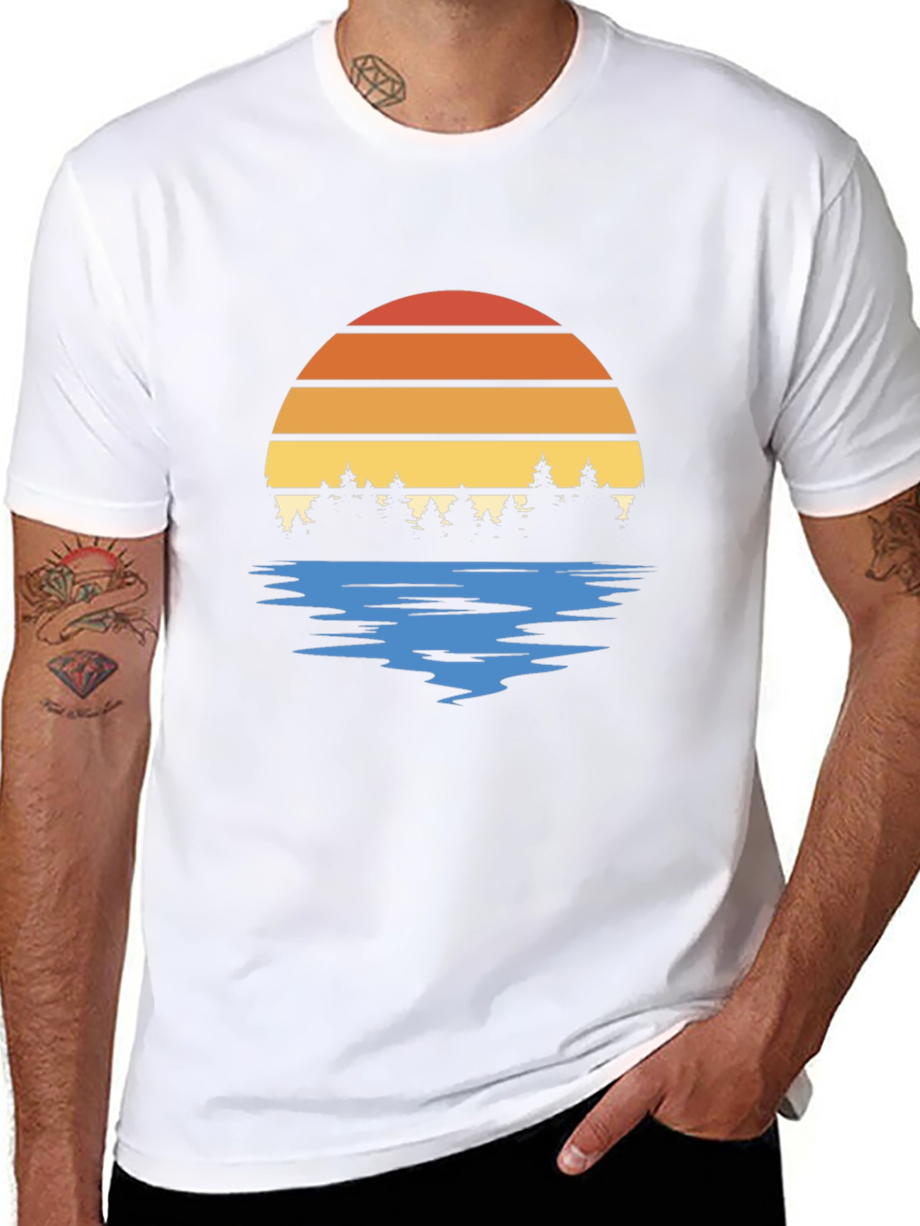 Retro Sunset Trees Graphic Tee