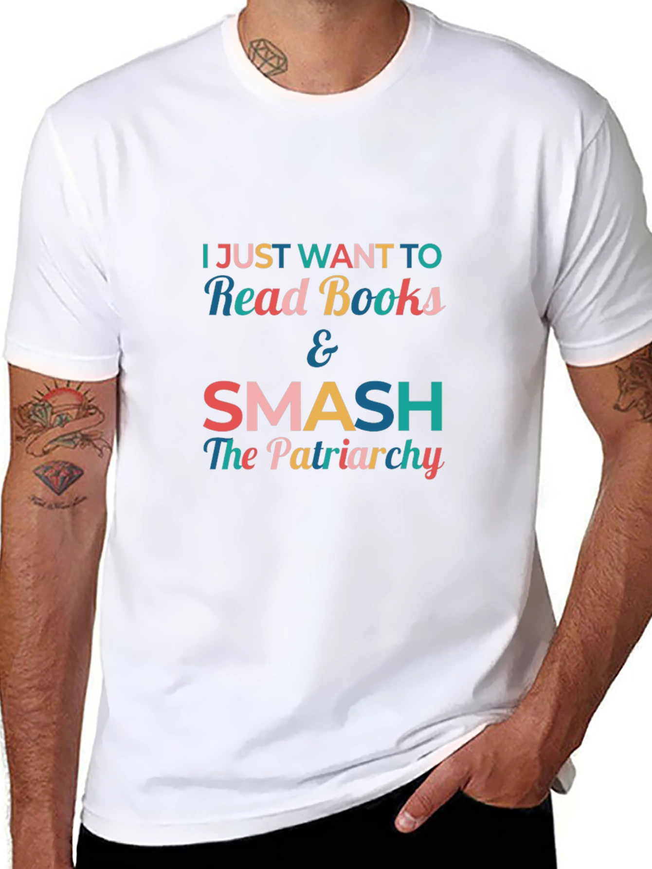 Feminist Slogan T-Shirt - Read Books & Smash Patriarchy
