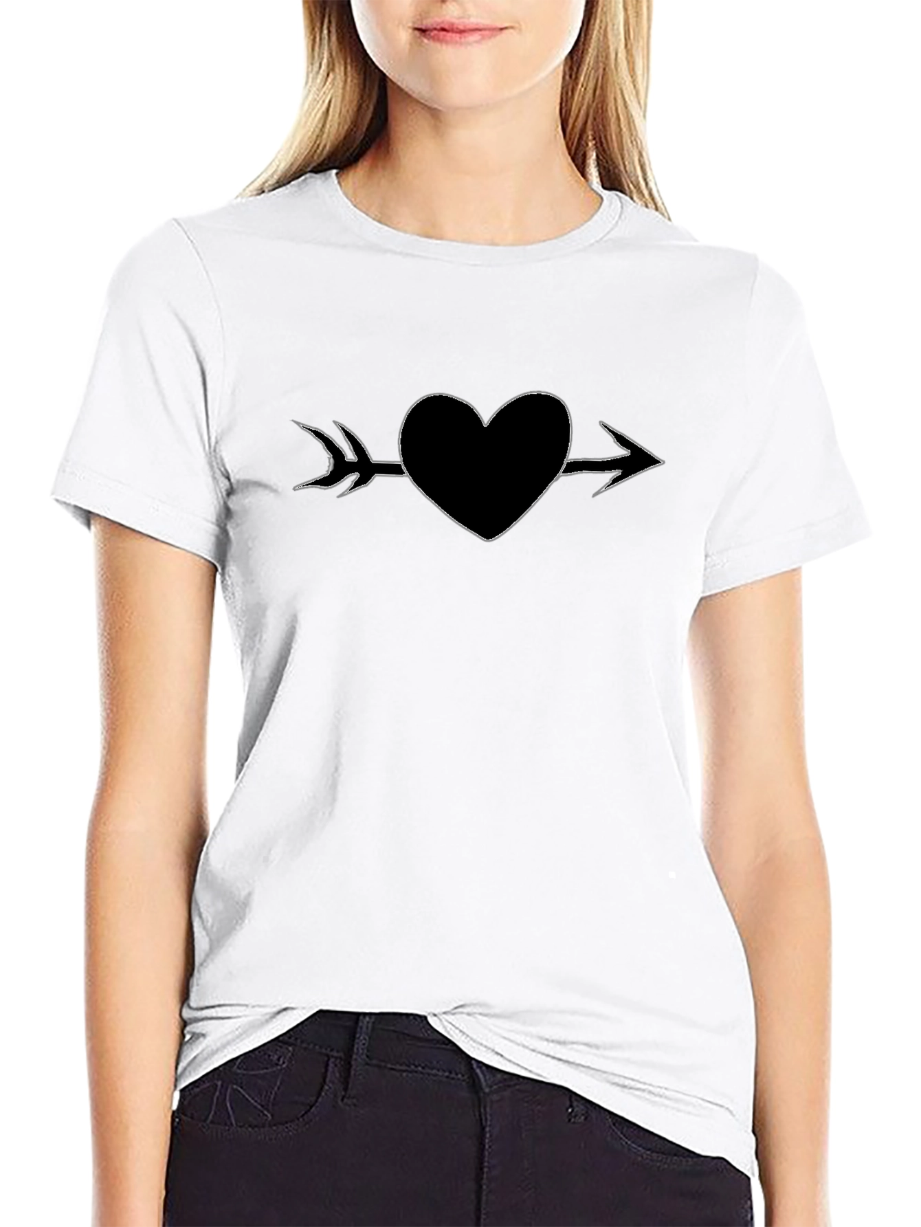 Heart Arrow Graphic Tee - Stylish Black T-Shirt