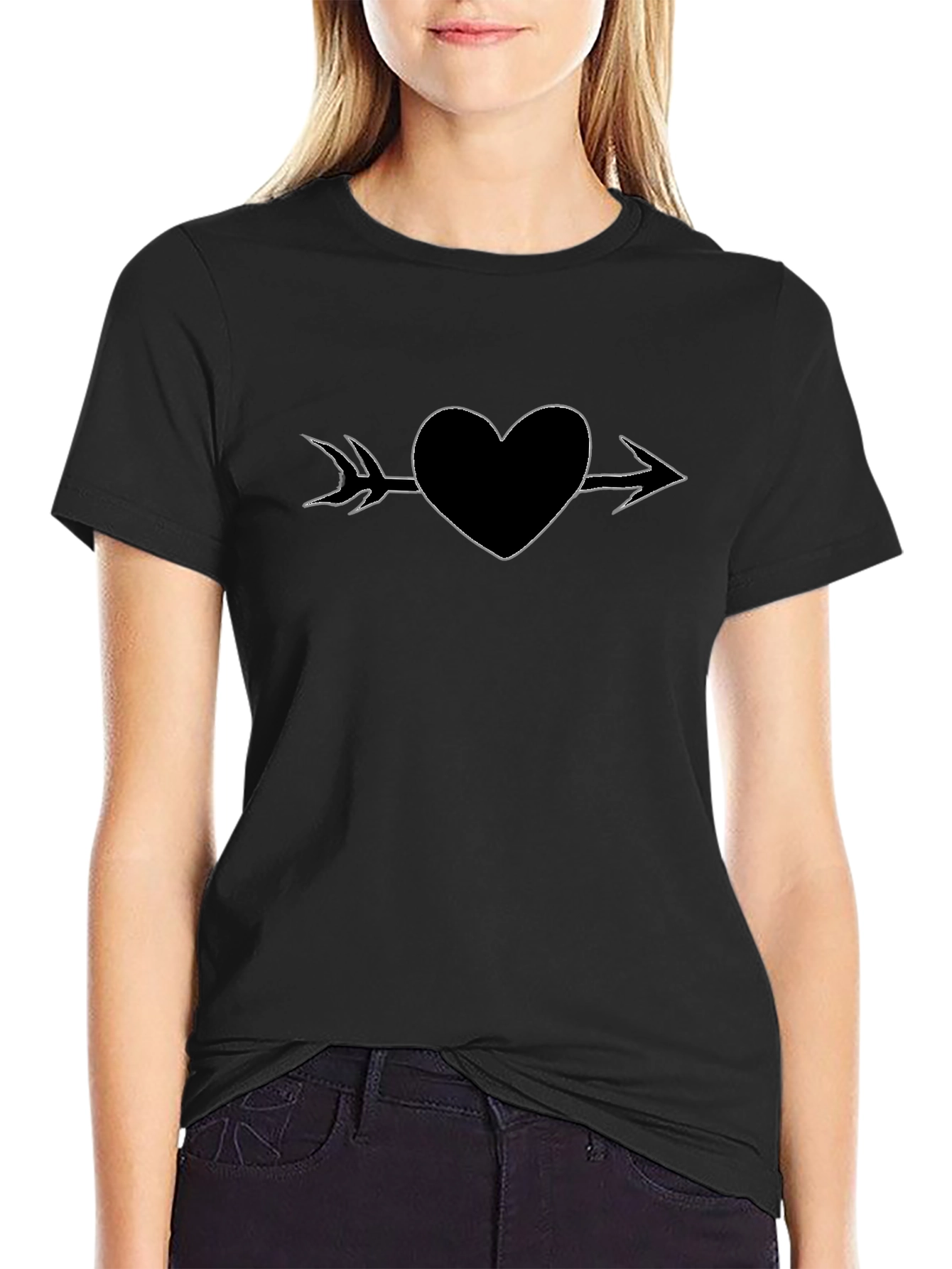 Heart Arrow Graphic Tee - Stylish Black T-Shirt