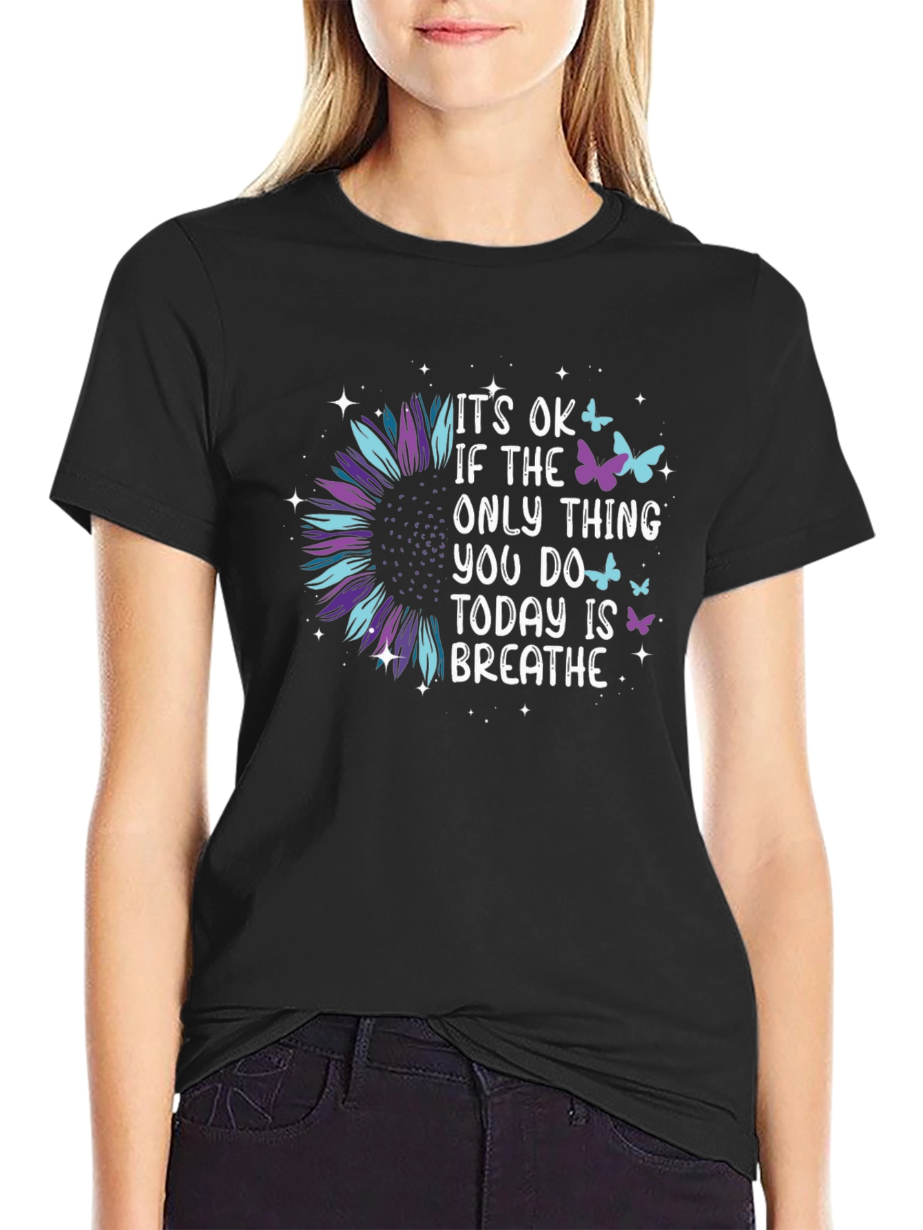 Its Ok Butterfly Sunflower Graphic Tee